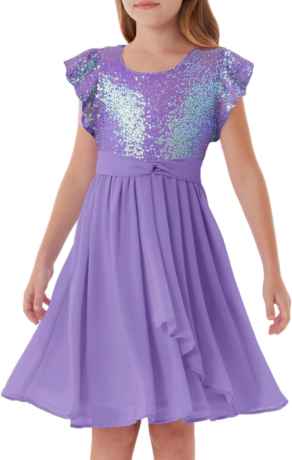 GRACE KARIN Girls Sequin Dress Party Birthday Prom Formal Fancy Midi Dress 5-12 Years