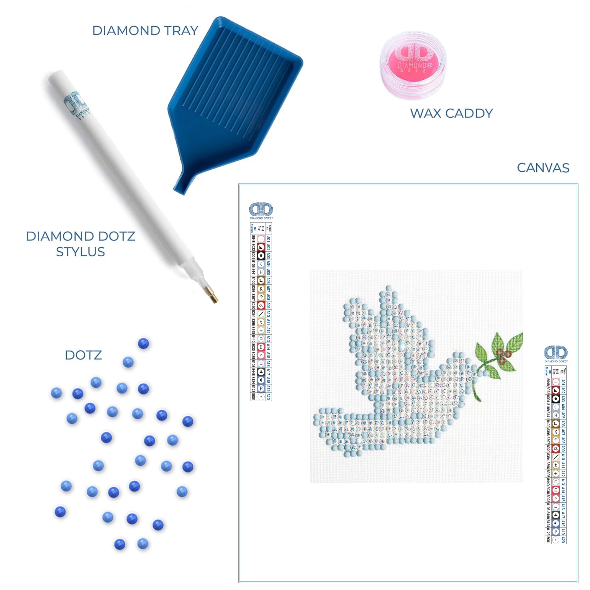 DIAMOND DOTZ Kit Ricamo Con Diamanti - Motivo Colomba Della Pace - Quadro Scintillante Fai Da Te Per Adulti E Bambini