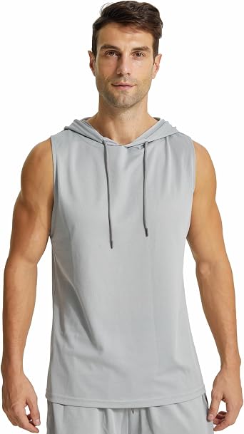 LANBAOSI Mens Workout Tank Tops Sleeveless Hoodie Hooded Vest Men Bodybuilding Muscle Tank Cut Off Shirts Gym Hoodies