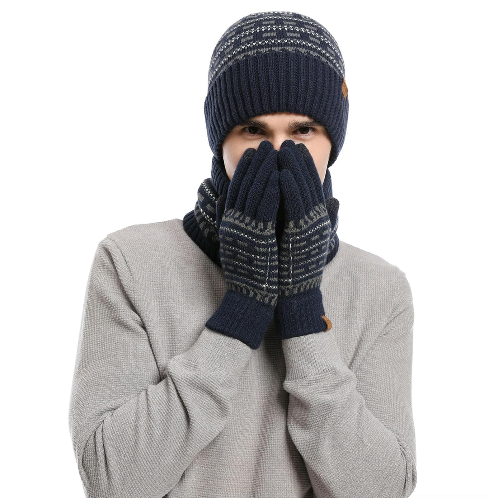 Schal Mütze Handschuh Set Winter Beanie Hut Schal Touchsbildschirm Handschuhe Warmer Hut Im Freien Sport 3 Stück Für Männer Frauen