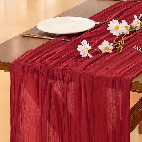 Vista 95 de Socomi - 10 caminos de mesa de gasa, estilo bohemio y rústico, para primavera, Pascua, bodas, fiestas, baby showers, cumpleaños y decoración, 120