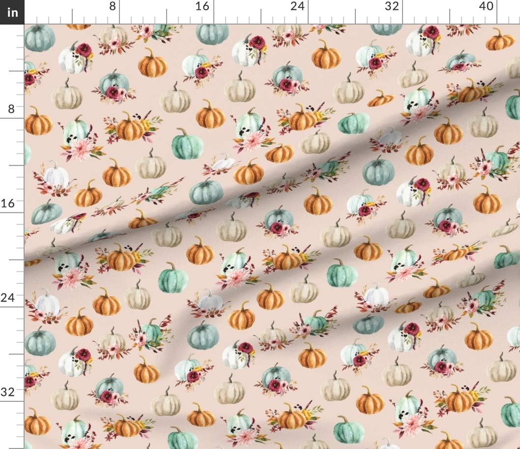 Spoonflower Fabric - Floral Pumpkins 39 Autumn Fall Halloween Pumpkin Printed on Petal Signature Cotton Fabric by The Yard - Sewing Quilting Apparel Crafts Decor