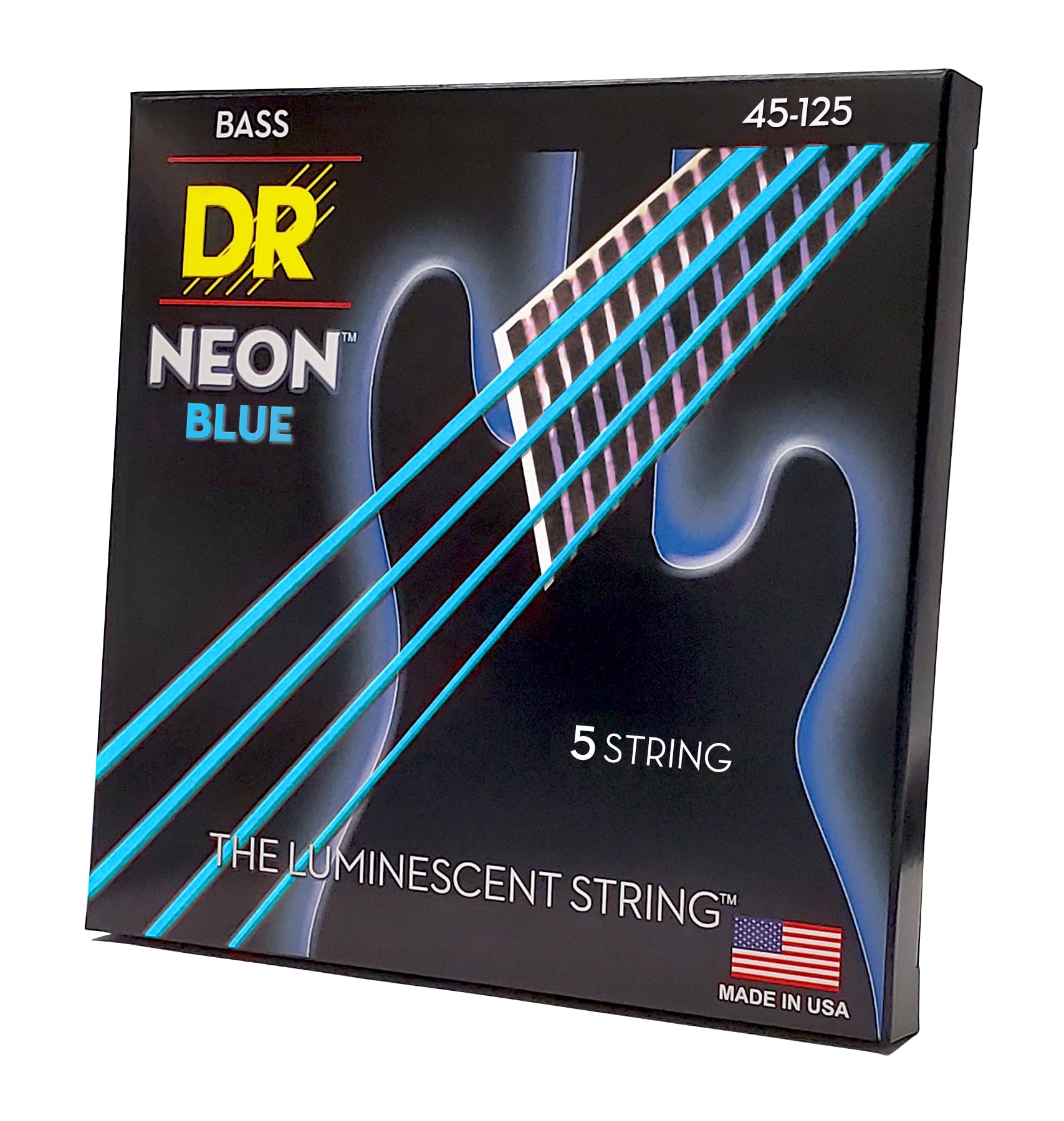 DR Strings NEON Electric Bass Guitar Strings - .045-.125 Medium, Blue