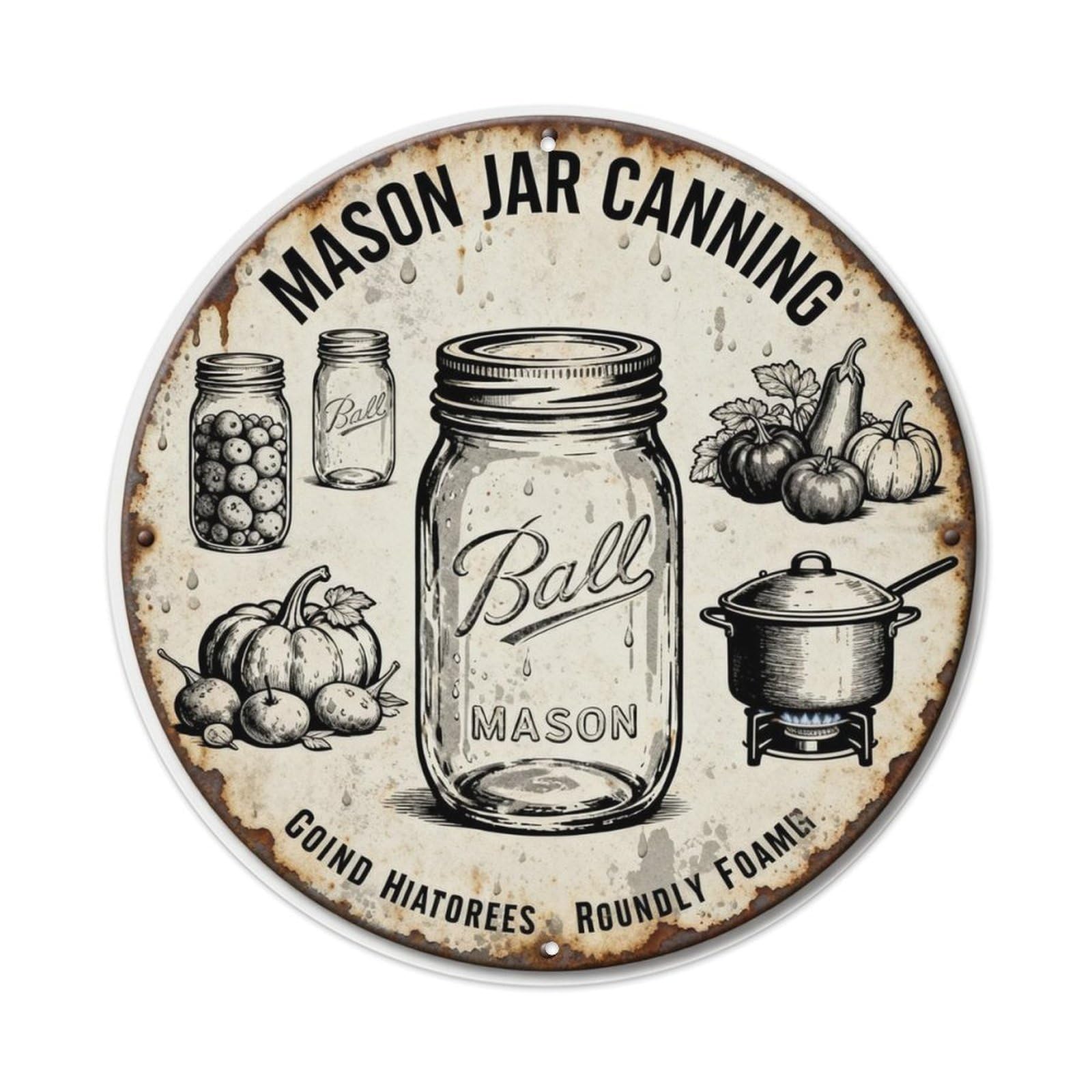 MASON JAR CANNING Metal Tin Sign Plaque