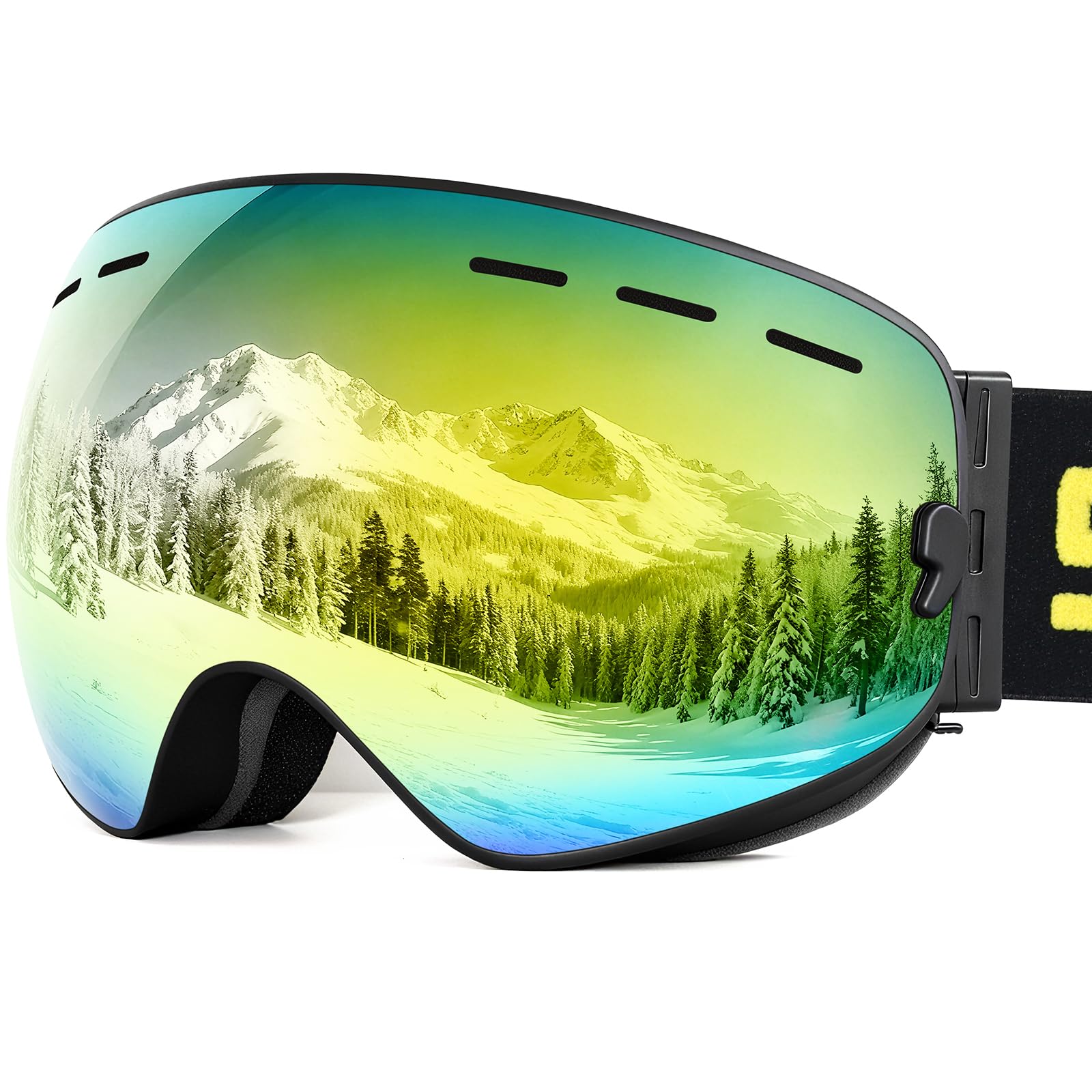 SPOSUNE Lunettes de ski avec double lentille sphérique anti-buée interchangeable, protection 100 % UV400, pour homme, femme, jeune, compatible avec les casques, anti-reflets, résistant aux chocs