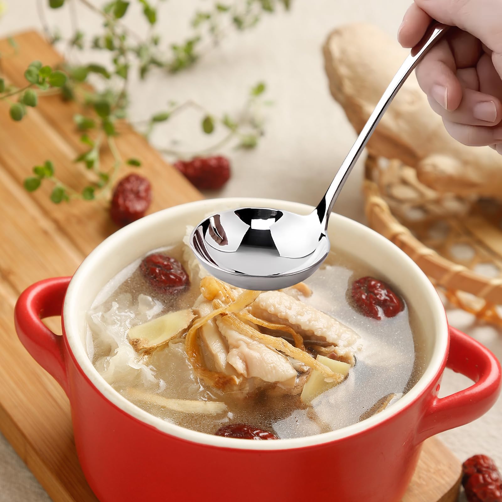 Mała łyżka do sosów ze stali nierdzewnej 304, chochla do zupy i gulaszu - wytrzymała mini chochla do zupy, łyżka do serwowania do kuchni, restauracji i hotelu