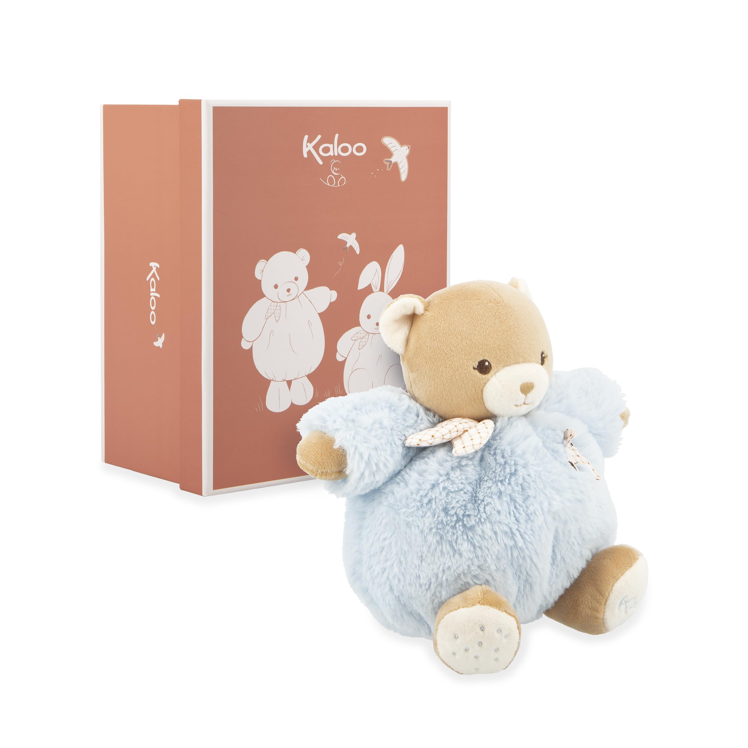 Kaloo, Blue Teddy Bear 17cm, Ultra-soft plush for baby, Tender companion from birth, Ideal size for little hands, Birth Gift
