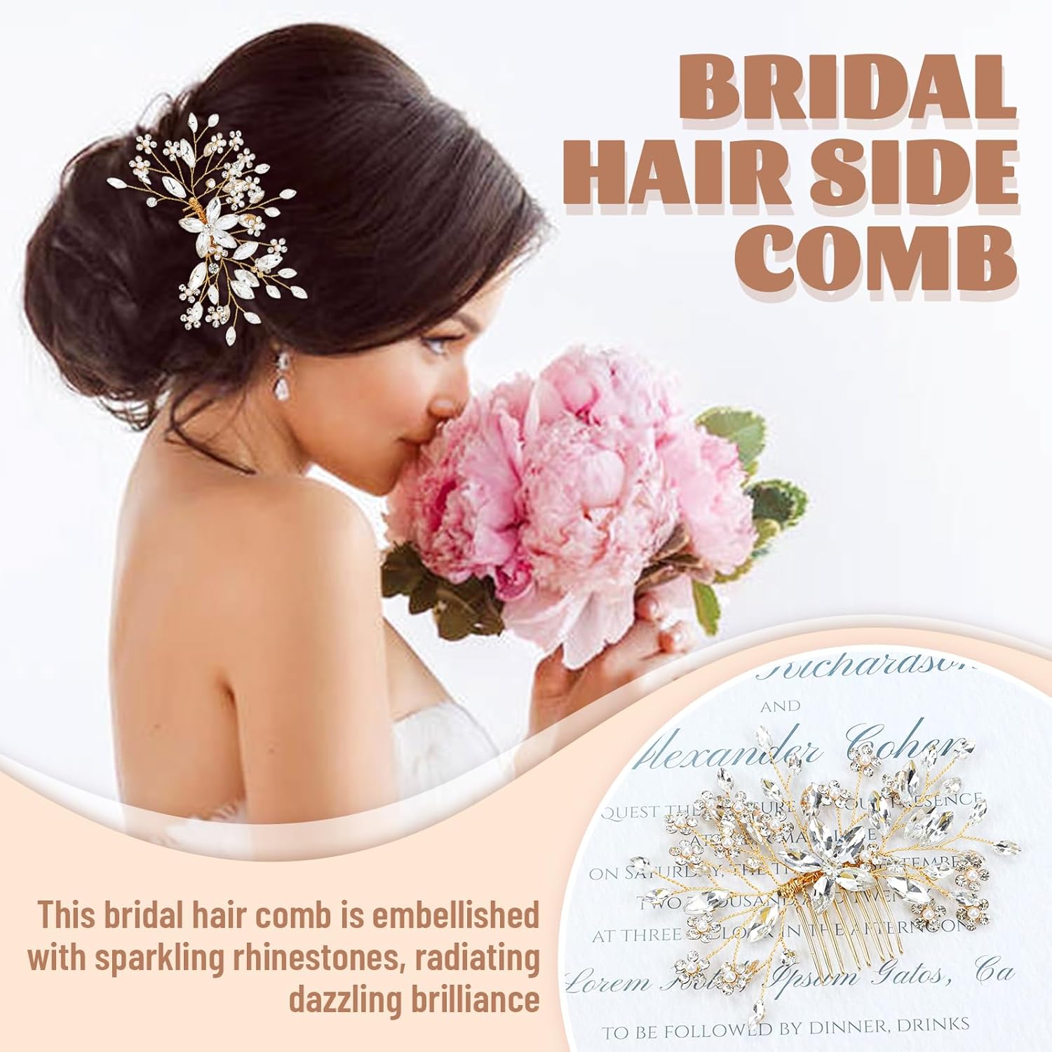 inSowni 16 Pieces Gold Metal Wedding Bridal Crystal Rhinestone Hair Side Combs+U-shaped Hair Pins+Twist Spiral Hairpins Headpieces Hair Clips for Brides Bridesmaids Women Girls - Image 6