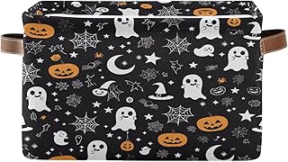 Ewusp Panier de rangement Halloween Boo avec poignées - Panier de rangement pliable en tissu - Pour bureau, chambre à coucher, chambre d'enfant