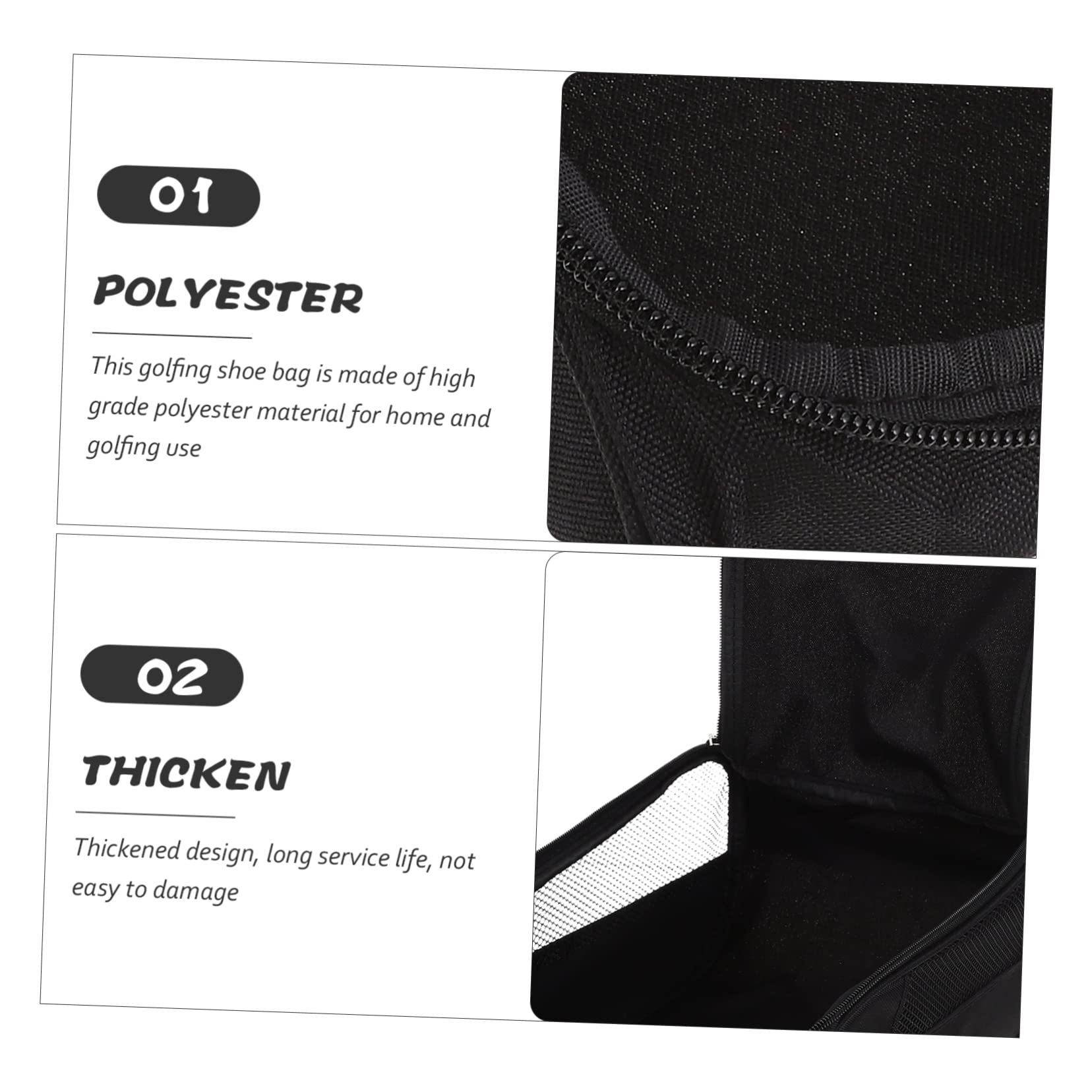 Borsa Porta Scarpe da Golf Nera in Poliestere Riutilizzabile Design Multiuso e Cerniera per Ciclismo e Golf, Custodia Traspirante e Resistente per Viaggi