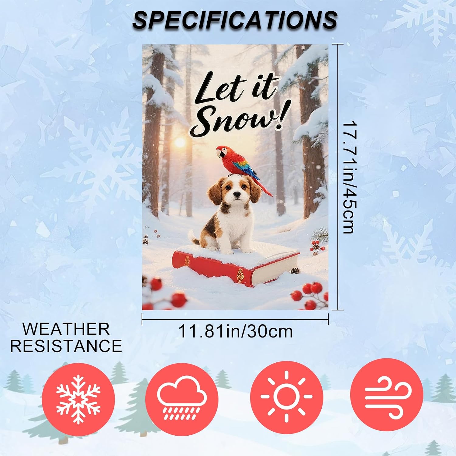 Condition photo showing New/Like New for ivn christmas garden flag 12x18 inch double sided dog parrot snow outdoor yard flag for outside front door lawn porch patio welcome decor christmas puppy snow