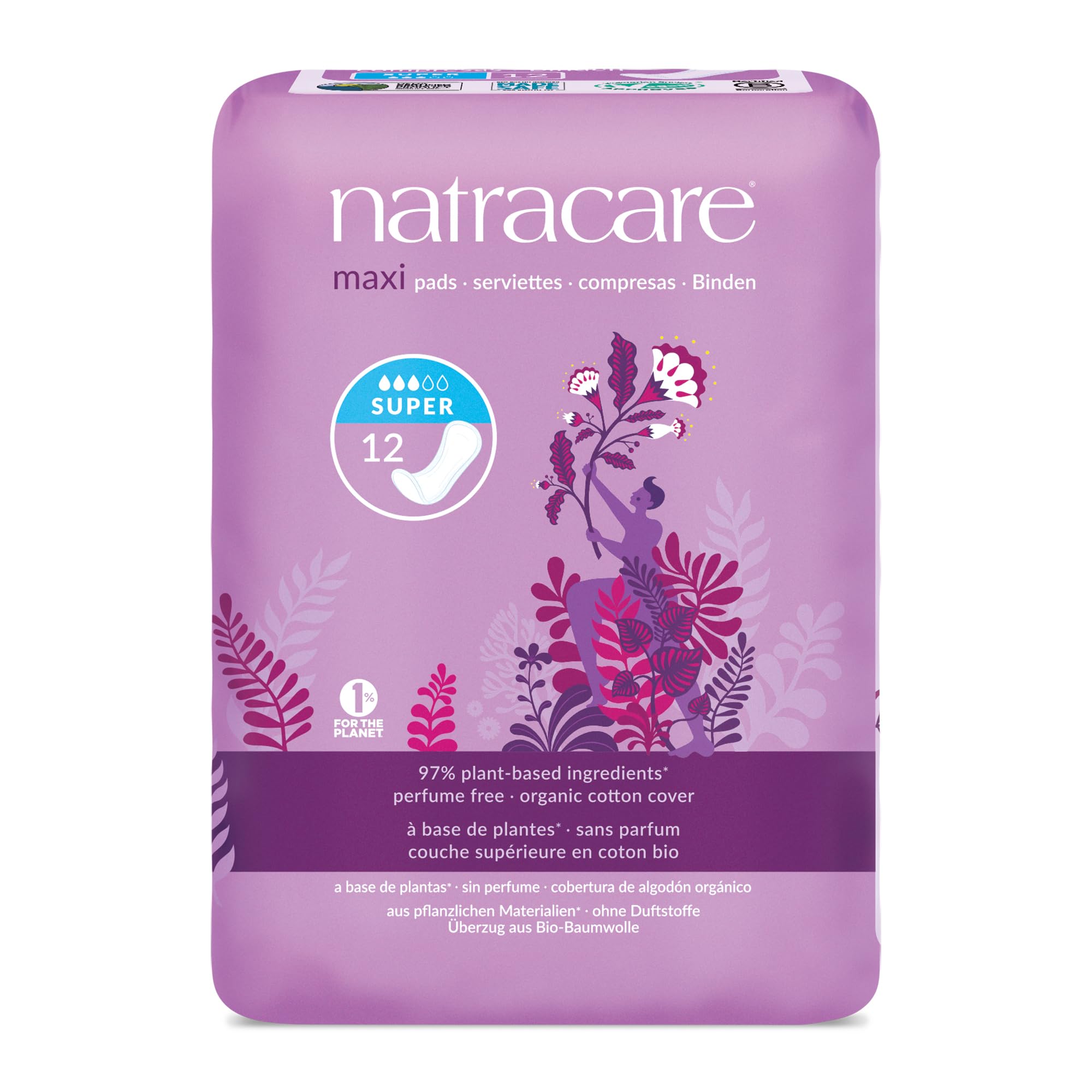 Natracare Natural Super Menstrual Pad - 12 per pack - 6 opakowań w pudełku. by Natracare