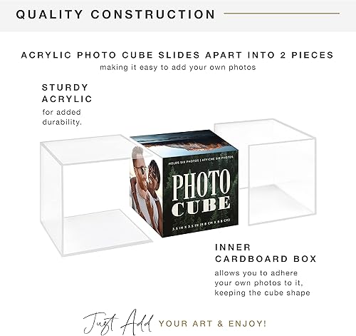 Miniatura 4 de MCS Cubo de fotos de plástico transparente de 3.25 x 3.25 pulgadas, 6 caras, paquete de 4, transparente (65750)