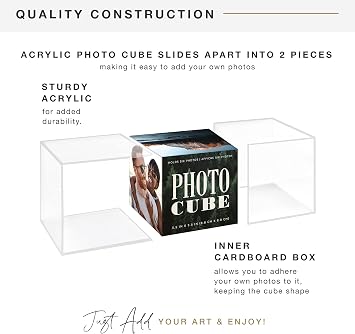 MCS 3.25x3.25 Inch Clear Plastic 6 Sided Photo Cube 4-Pack, Clear (65750)