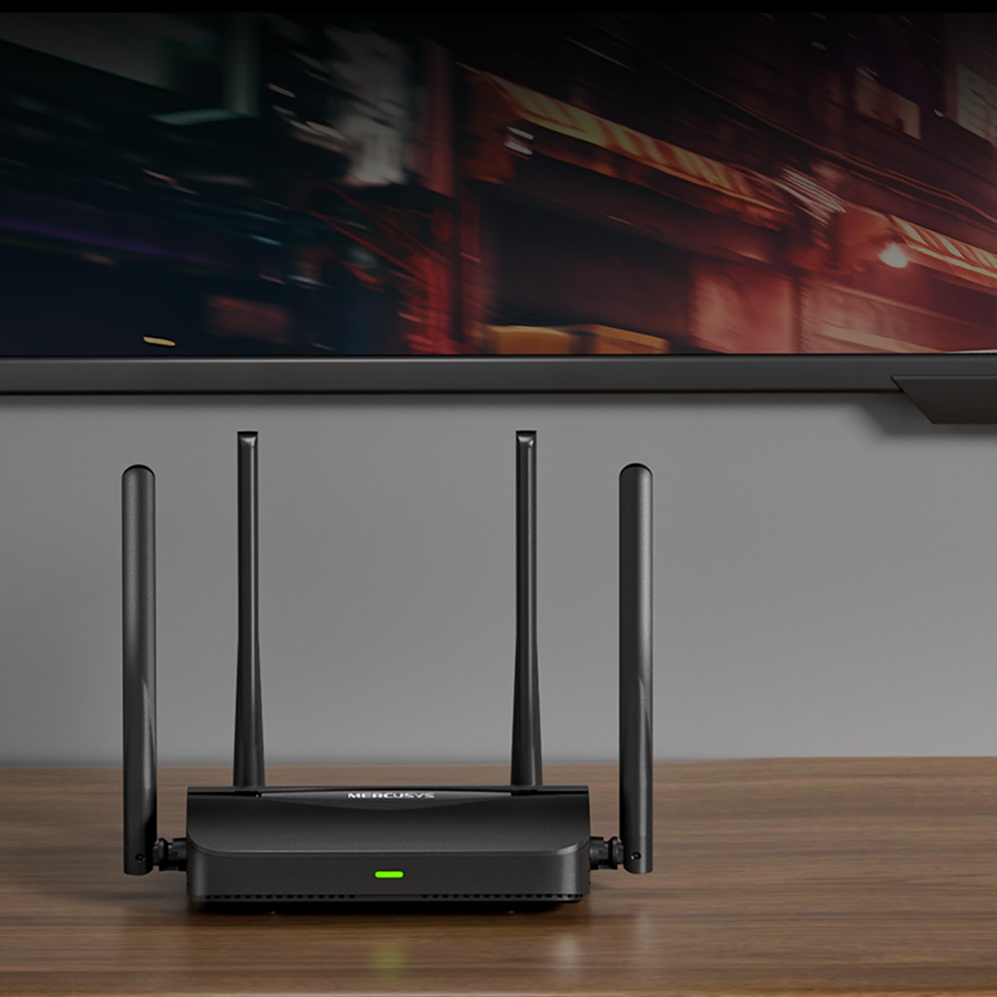 Mercusys Router WiFi TP-Link MR25BE 7 BE3600Mbps Dual-Band, 4 porty Gigabit, 4 anteny o wysokim wzmocnieniu, kanały 160 MHz, 4K QAM, MLO, bezpieczeństwo WPA3, sterowanie przez aplikację, nie obsługuje