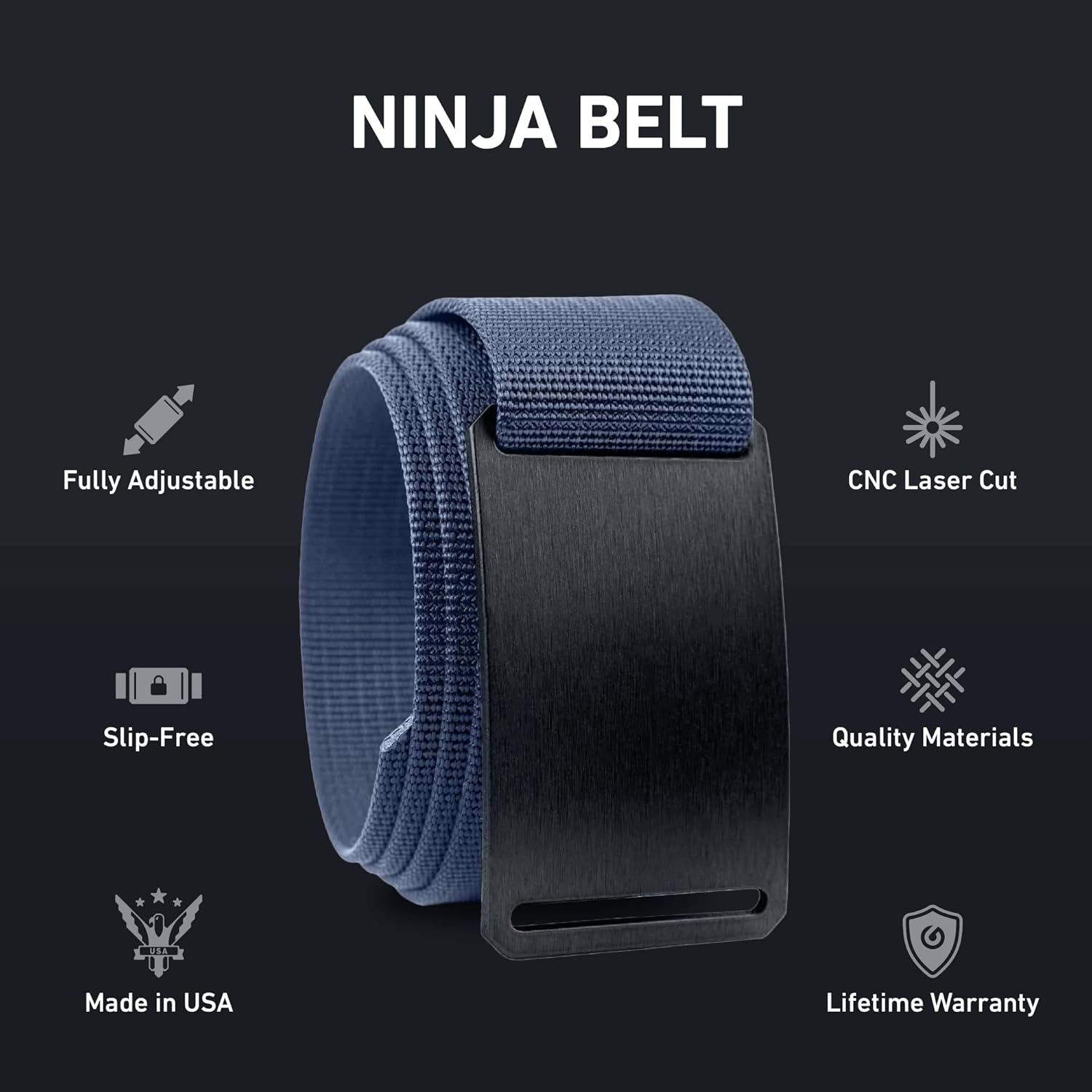 GRIP6 Classic Belt - 1.5-Inch Adjustable Nylon Belts - Versatile Lifestyle and Tactical Belt for Men and Women