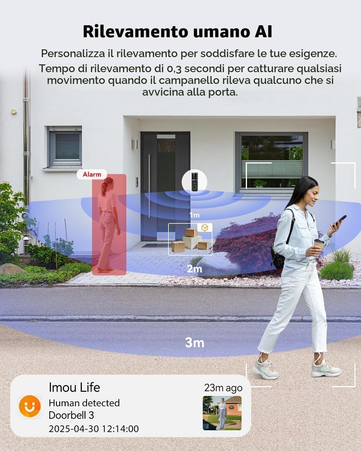 4MP Panoramic Doorbell DB3 KIT, Campanello Video 2K+ WiFi con Suoneria, Visione Notturna 4MP, Rilevamento Pacchi AI Avviso App, Vista Panoramica, Audio Bidirezionale - DB-3EP-4M0W/DS3