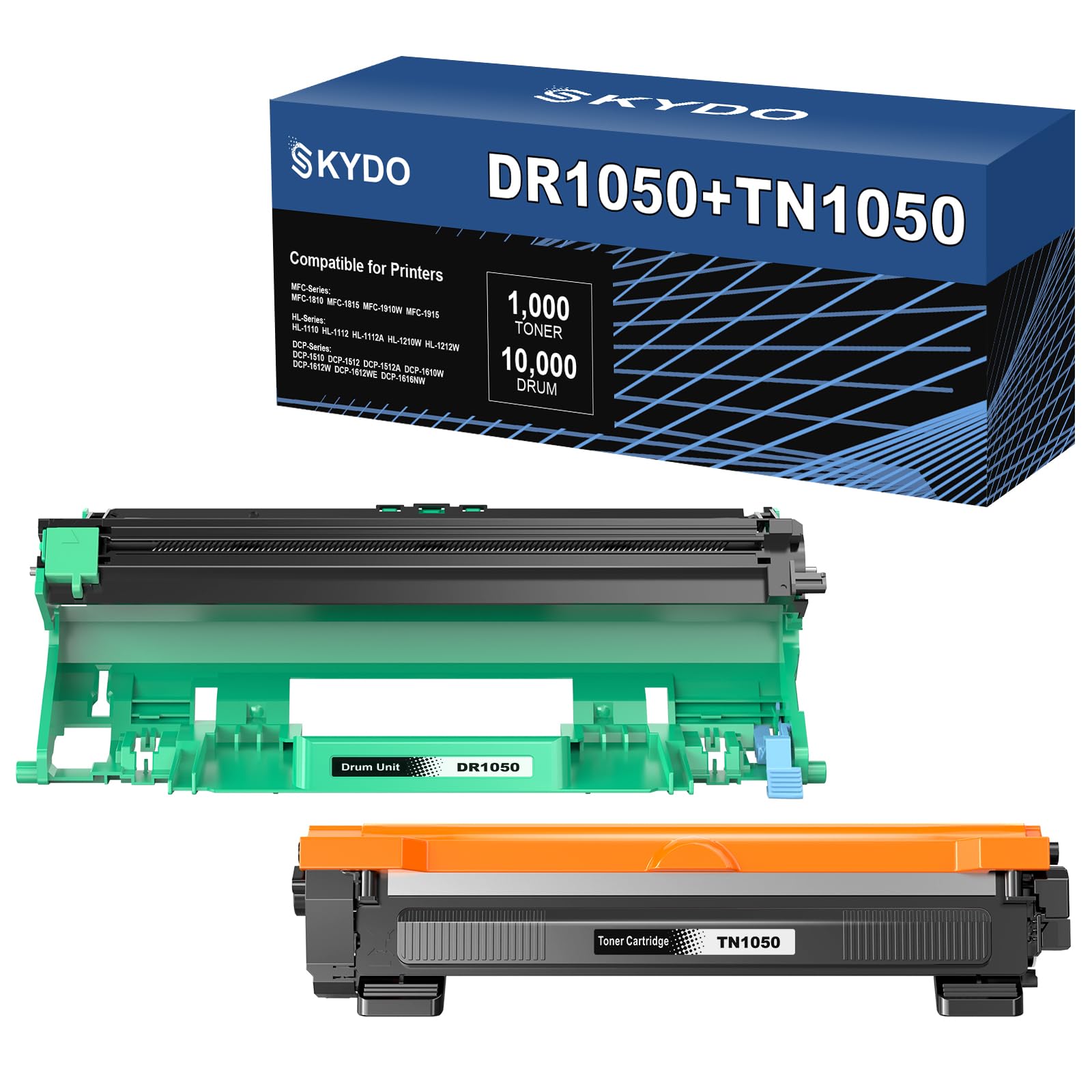 Toner TN1050 + Tamburo DR1050 Compatibili per Brother TN1050 Toner DR1050 Tamburo per Brother DCP-1612W DCP-1610W DCP-1510 DCP-1512 MFC-1910W MFC-1810 HL-1110 HL-1210W HL-1212W HL-1112 DCP1612W