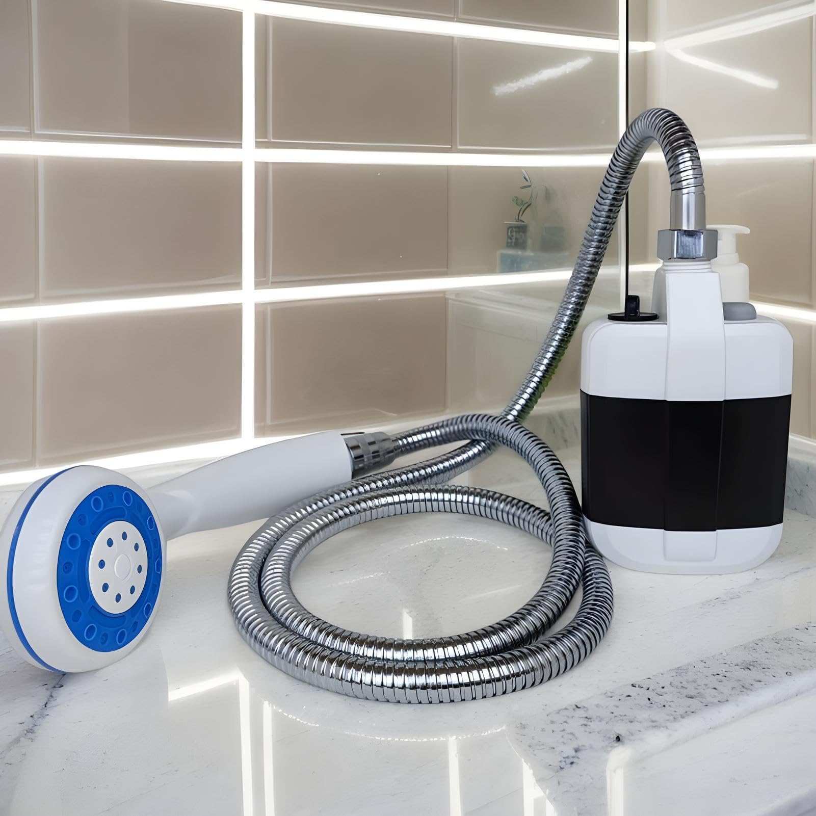 Doccia Da Campeggio Elettrica, A Mano, Ricaricabile, Manico Antiscivolo | Doccia Elettrica Portatile Portatile Elettrico Per Campeggio Spiaggia Escursionismo Lavaggio Personale Pulizia Animali Via