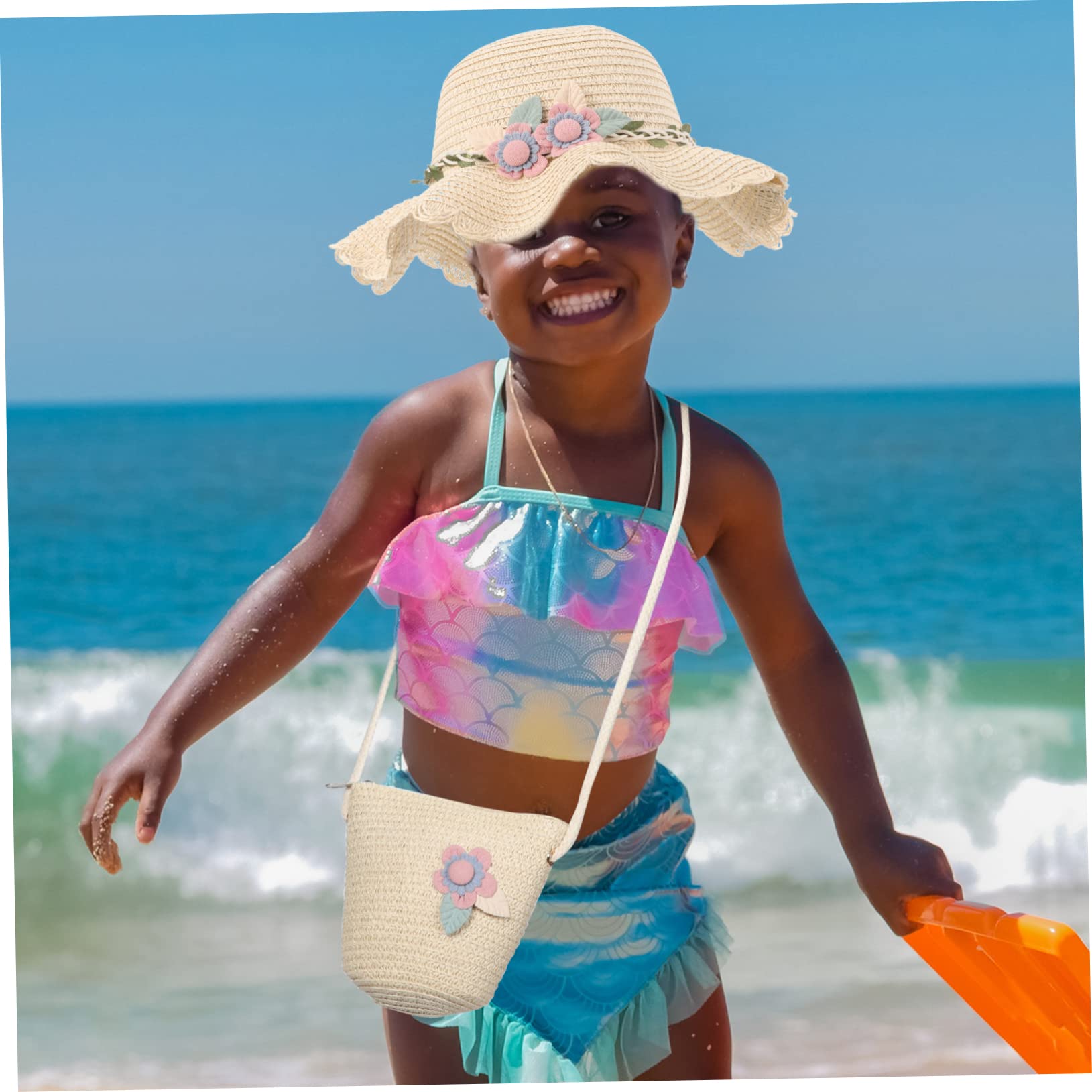 FRCOLOR Sombrero De Playa para Niñas Sombreros De Cubo para Niñas Borde Sombrero De Playa para Niña Pequeña Sombreros De Playa De Verano Chicas Gorro De Sol Flexible