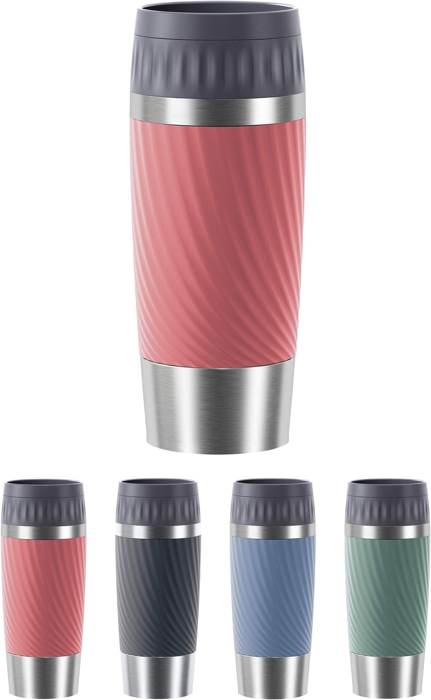 Emsa N20209 Travel Mug Classic Thermosbeker 0,36 liter | nieuwe comfort- schroefsluiting | roestvrij staal | 4 uur warm en 8 uur koud | 100% dicht | vaatwasmachinebestendig | 360°-drinkopening | koraal