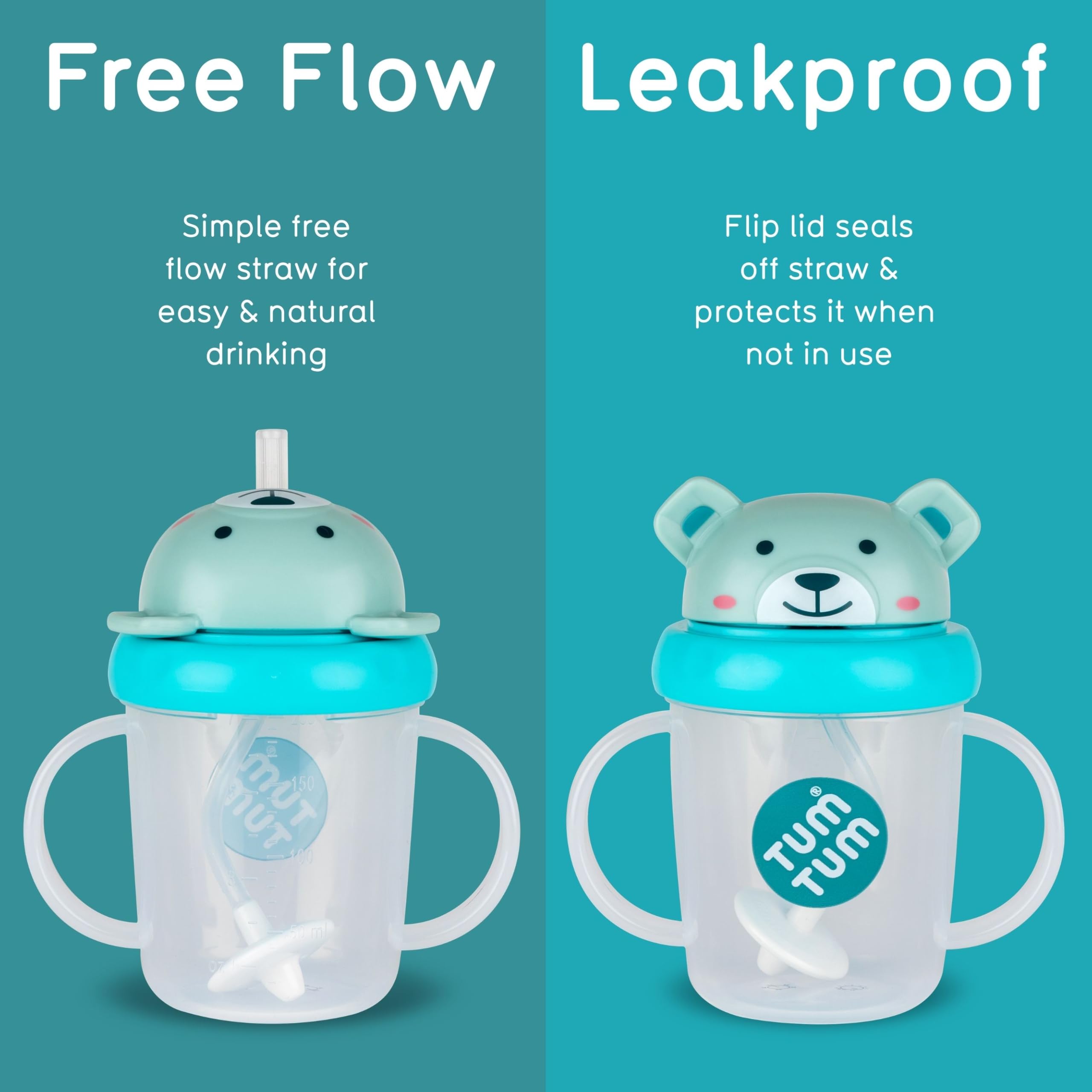 TUM TUM Tippy Up Free Flow Sippy Cup (No Valve), Sippy Cup for Toddlers, 200ml, BPA Free (Boris Bear S3) — view 4