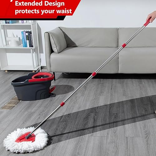 Miniatura 6 de Repuesto de mango de trapeador, 4 secciones compatible con recambios de mopa giratoria O-Cedar de 30 a 58 pulgadas con 1 cabezal de trapeador base