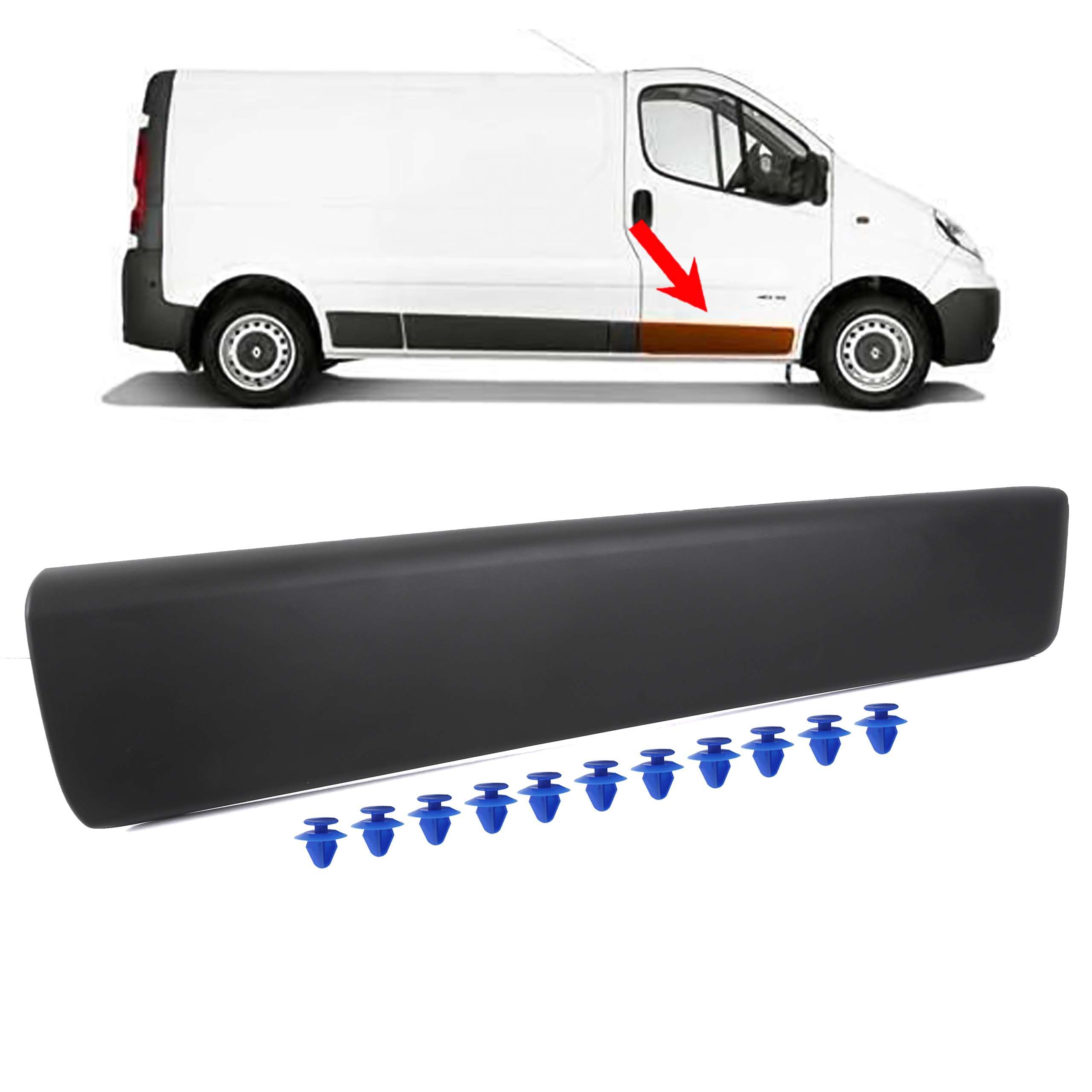INLY Embellecedor de protección de la Puerta Delantera Derecha Embellecedor de protección contra Impactos Negro Compatible con Trafic Vivaro Primastar 8200036086 91165345 (2001-2013)