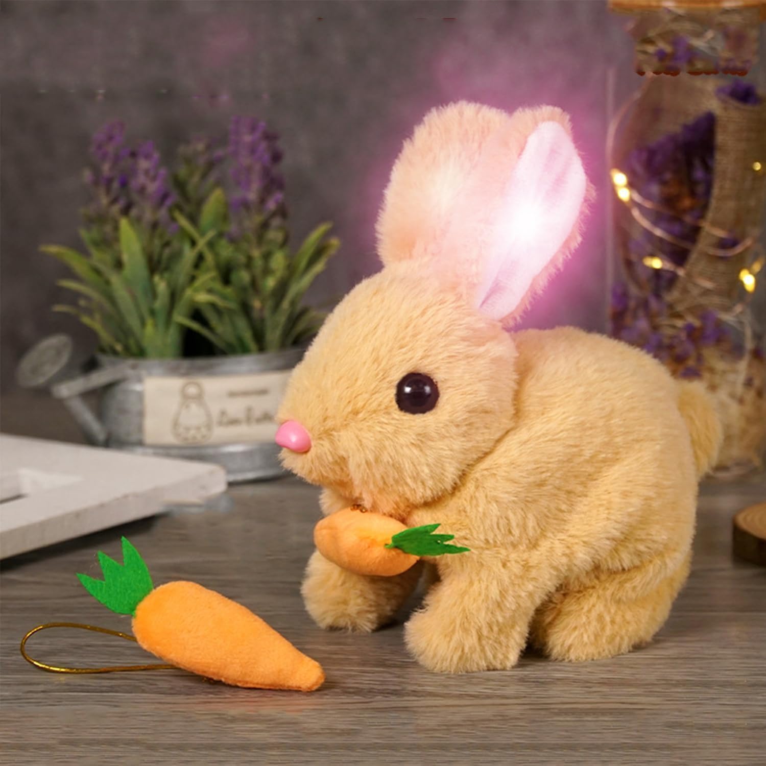 Lapin Interactif Réaliste Hogvinnatil - Peluche Qui Bouge, Saute, Oreilles Mobiles, Pile AA
