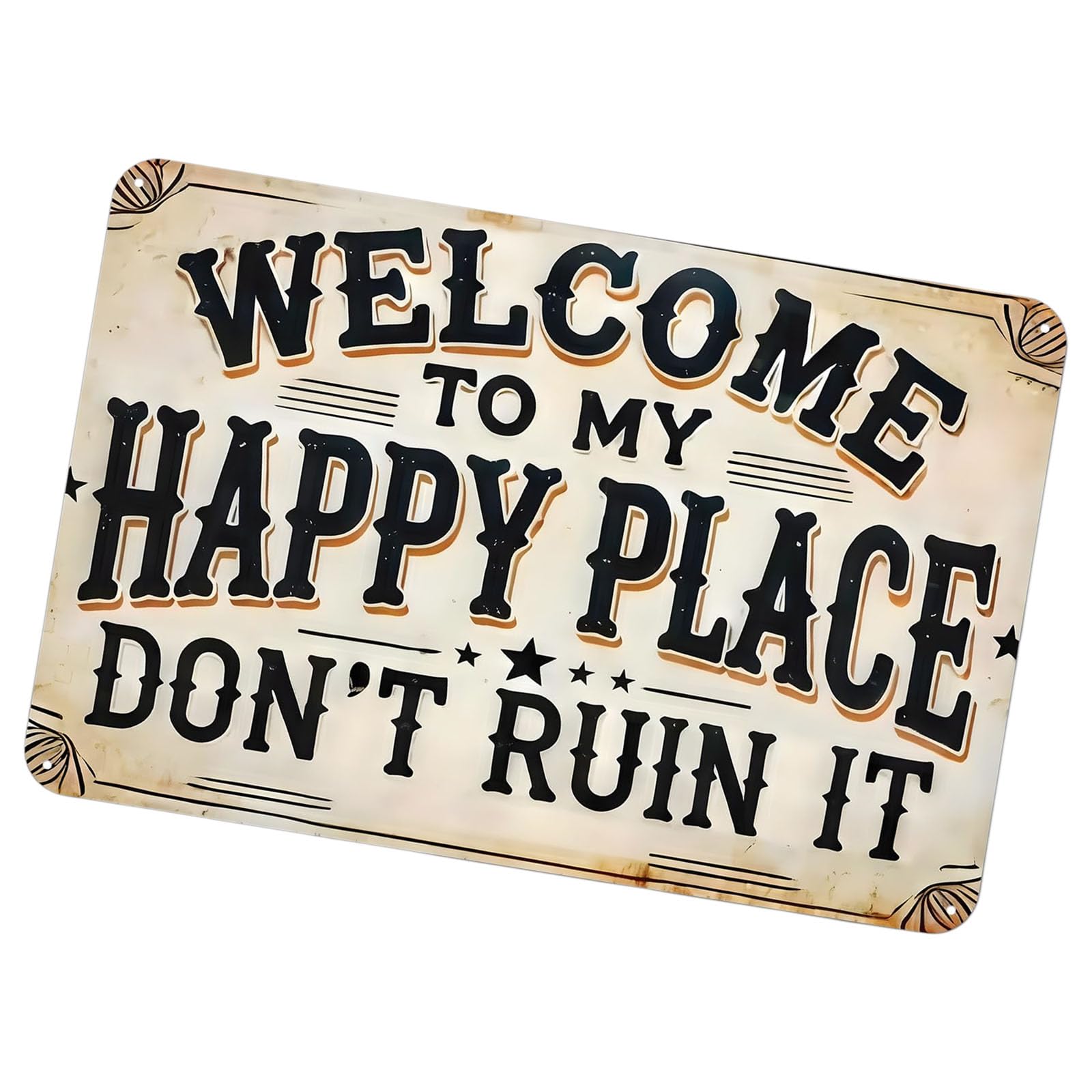 PANGBOER Welcome to Happy Place Sign Wall Decor for Front Door Hanging Home Decorations Decorative Plaques Hangers