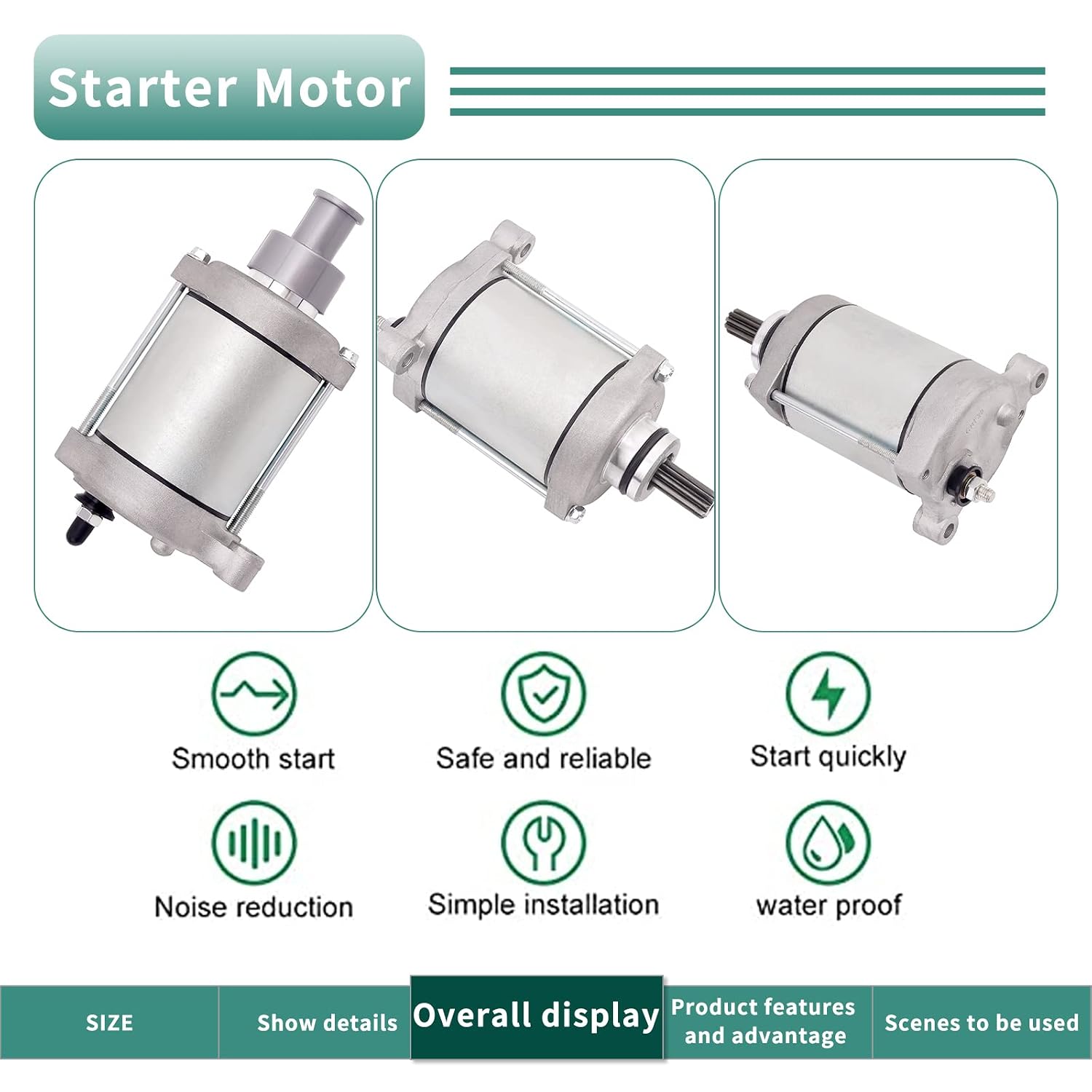 Road Passion 21163-0064 Starter Motor Compatible with ZX1000 ZX-10R ZX10R ZX-10RR ZX10RR Ninja KRT Edition ABS 2014-2021 21163 0064 211630064