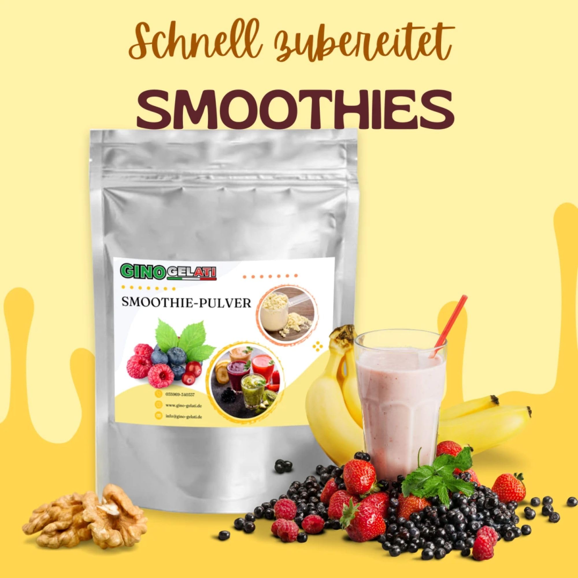 Gino Gelati Lakritz Smoothie Pulver 1kg - Getränkekonzentrat für Slush Eis, Granita, Frozen Drinks & Eiscocktails - Mischverhältnis 1:8 (10 Kg)