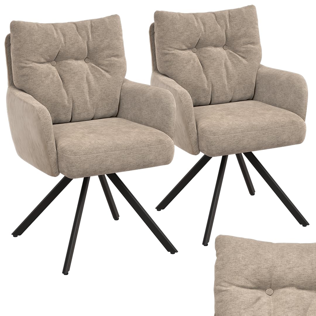 skølm Arvakr Esszimmerstühle drehbar 2er Set, Linen/Velvet Hellbraun