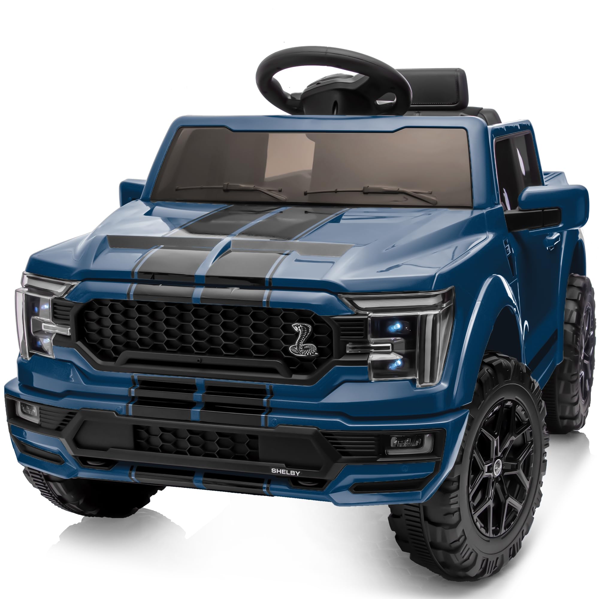 Hikiddo Ford Shelby F-150 Lizenziertes Kinder Elektroauto, 12V Elektroauto für Kinder ab 3 Jahre mit Fernbedienung - Blau
