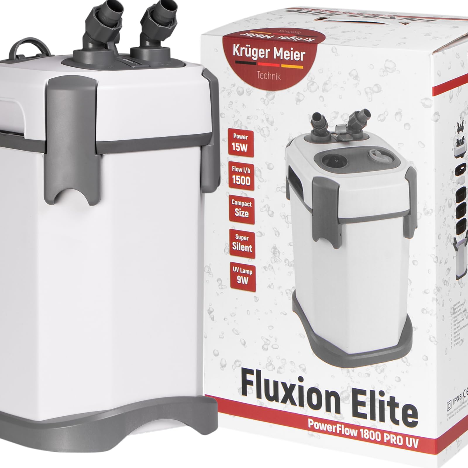 Fluxion Elite 1800 UVC Pro – Filtro Externo con lámpara UV para acuarios 120-350 L