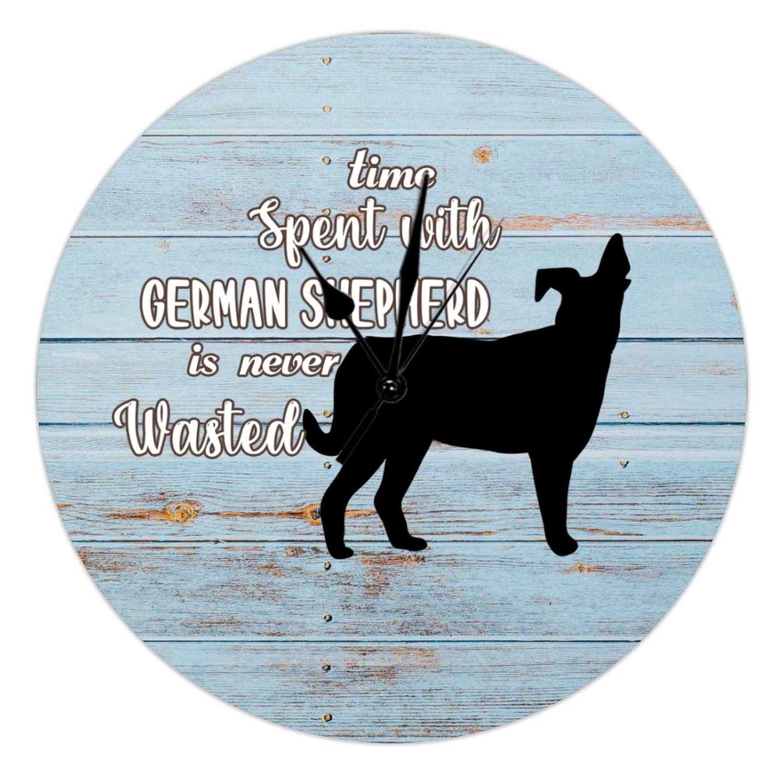 Horloge murale en bois chiens décoration rétro salon et chalet rustique