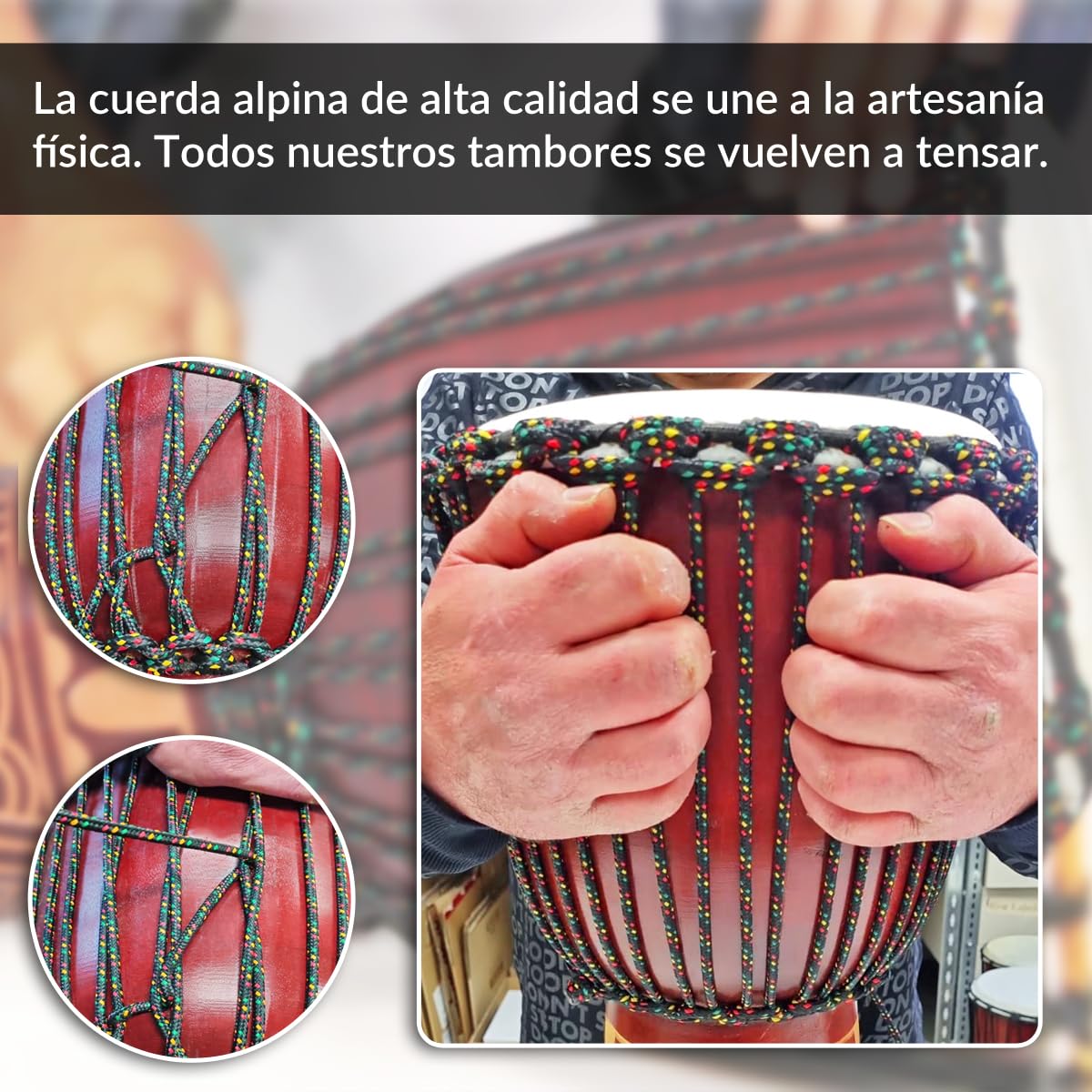 Tambor bongo djembe profesional de 60 cm tipo darbuka super sonido estilo africano
