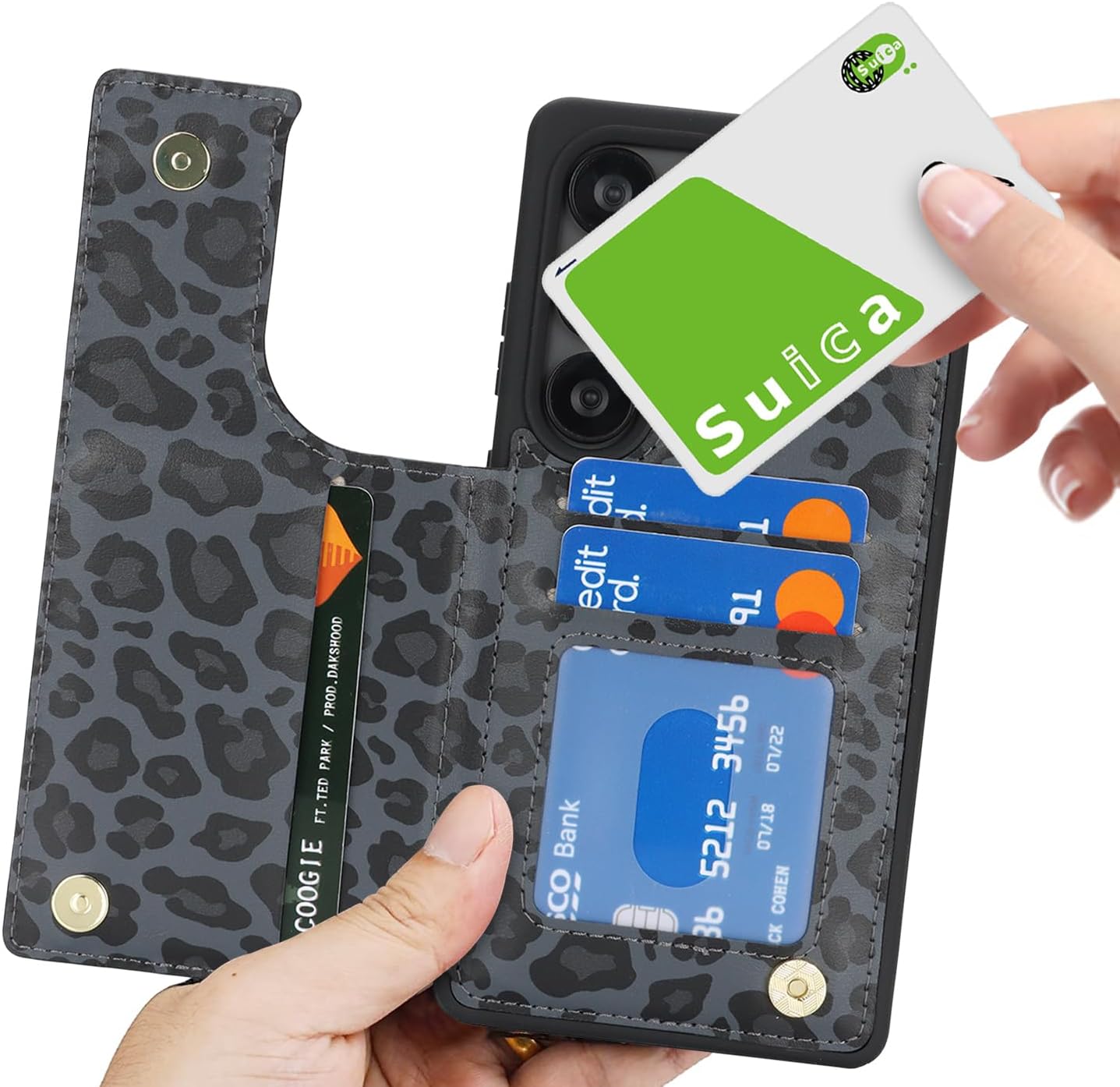 iCoverCase Compatible with Samsung Galaxy S25 Ultra Case with Card Holder, Wallet Case for Women Men [RFID Blocking] PU Leather Protective Phone Case for S25 Ultra (Black Leopard) - Image 9