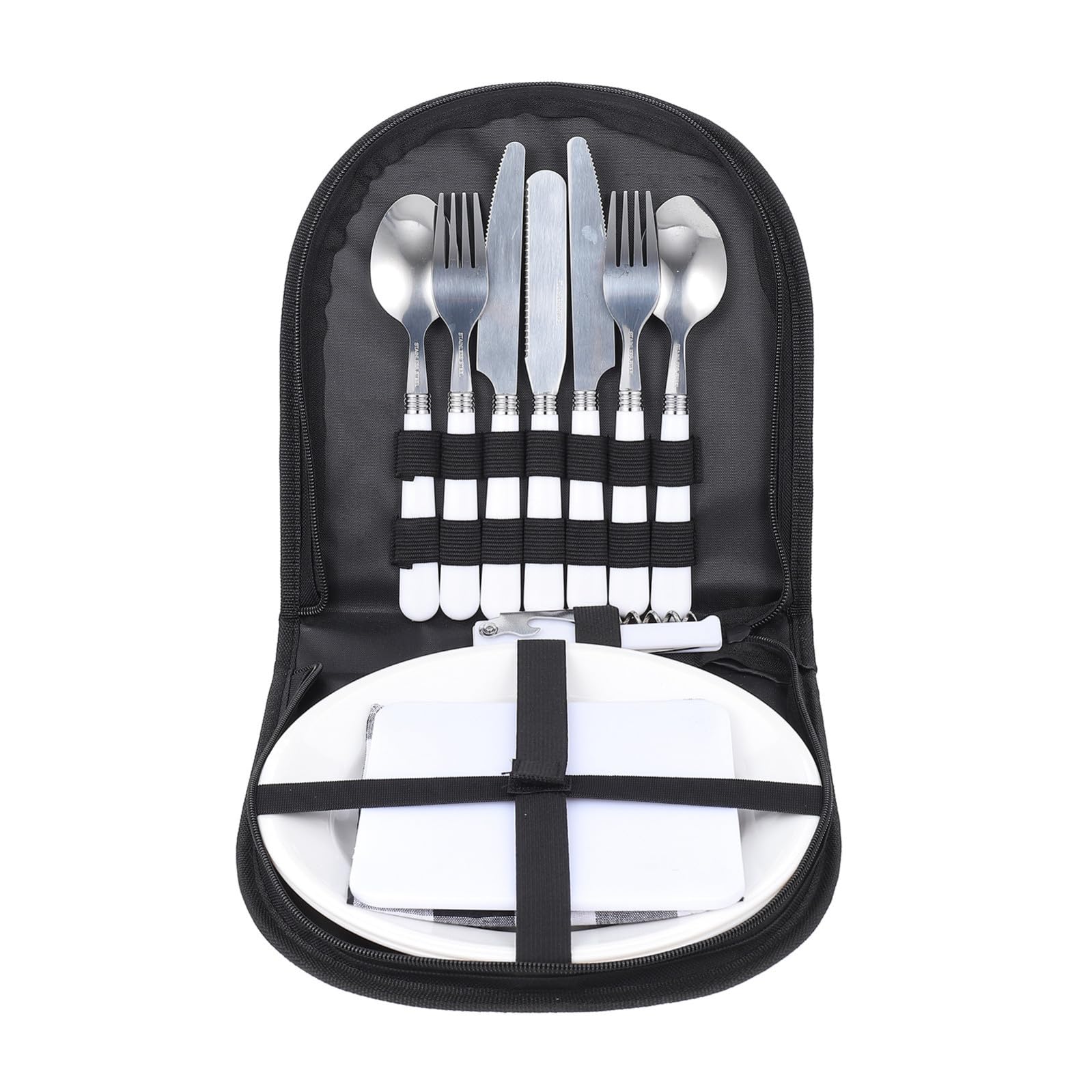 ORFOFE Set de Couverts de Camping Acier Inoxydable Vaisselle Portable Légère et Élégante pour Personnes Kit Fourchette Couteau et Cuillère pour Pique- et Plein Air