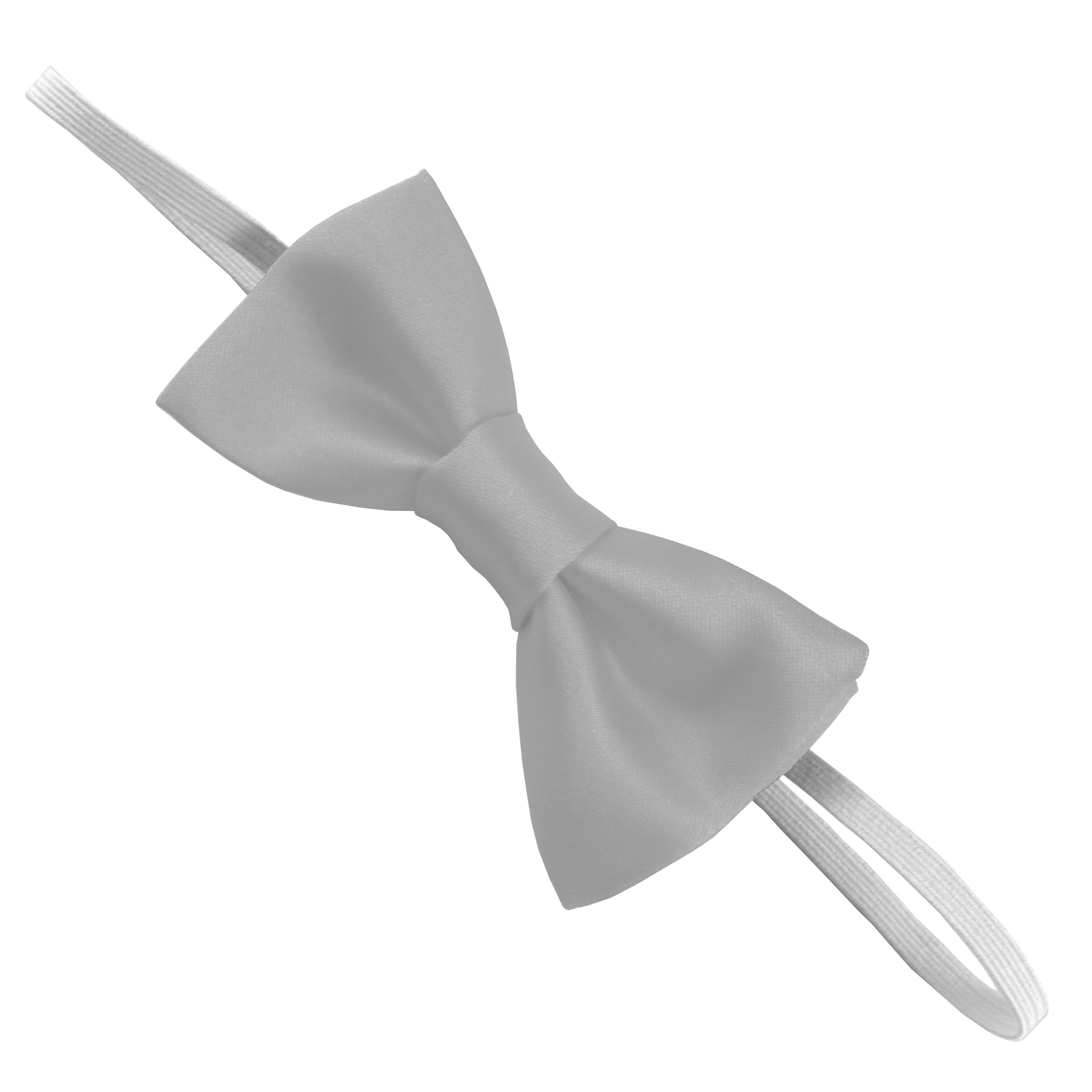 Great British Tie Club Silver Children's Satin Elastic Bow Ties (Silver)