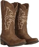 J's.o.l.e Femmes Cowgirl Cowboy Bottes Femme Mid Wide Calf Western Mode Brown Bottes noires