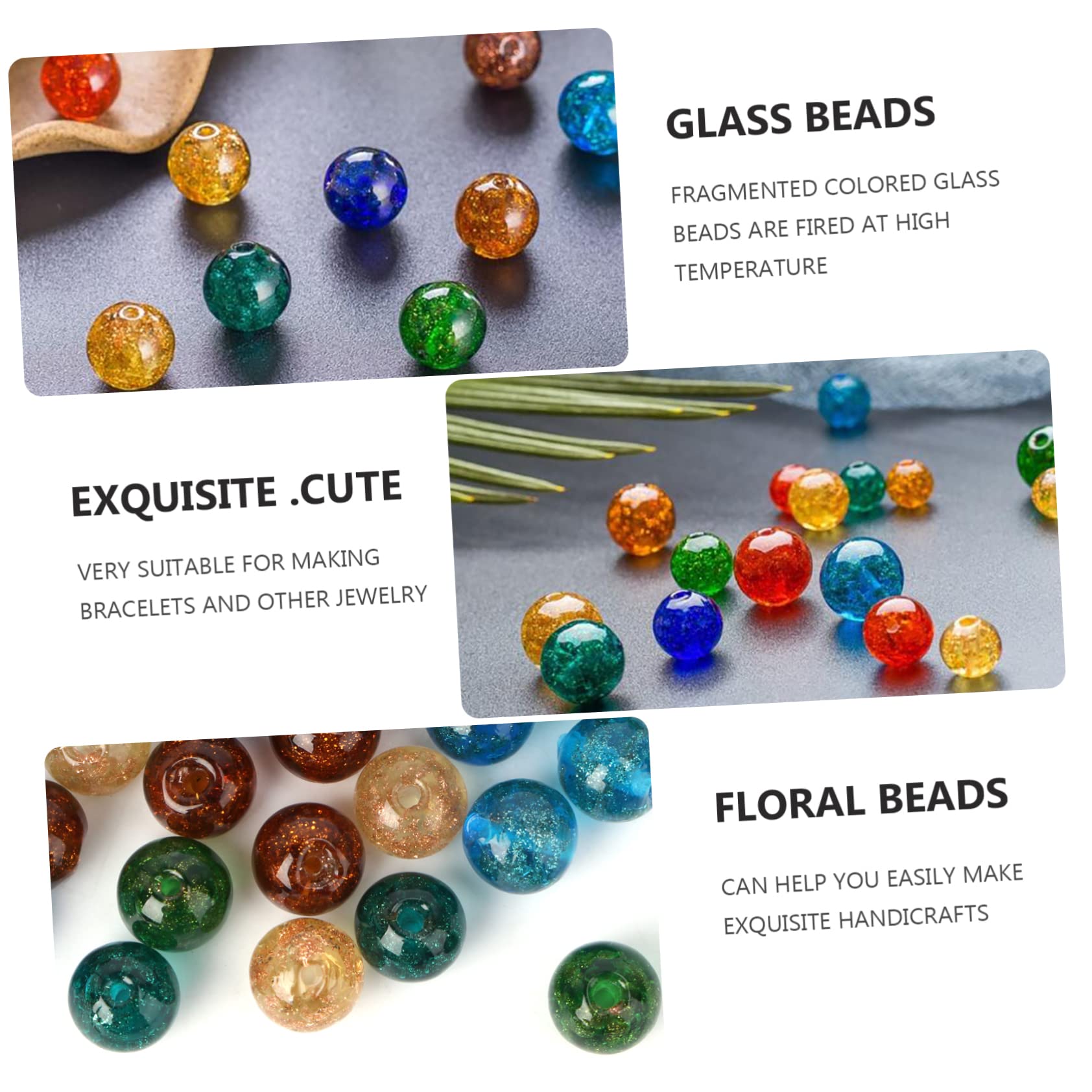 EXCEART 210piezas Perlas De Vidrio Sueltas Para Materiales Para Collares y Pulseras Perlas Redondas De Accesorios Creativos Para Joyería