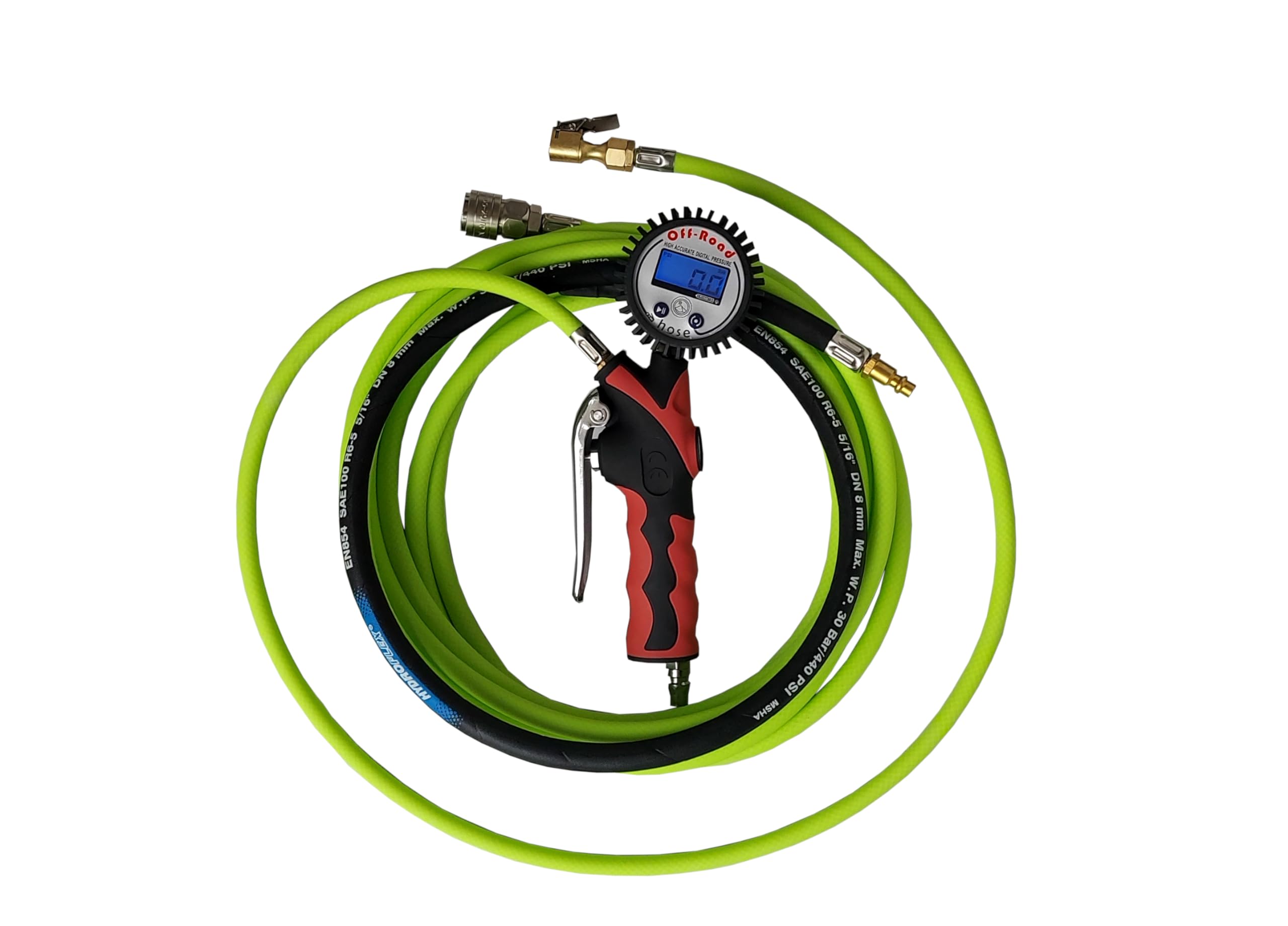 Off-Road hose single compressor hose & tire inflator. Fits all types of compressors: Off-Road Tank, ARB, Camel, Bushranger, Vitally, TJM, Dobinsons. 4x4 cars desert accessory with digital gauge.