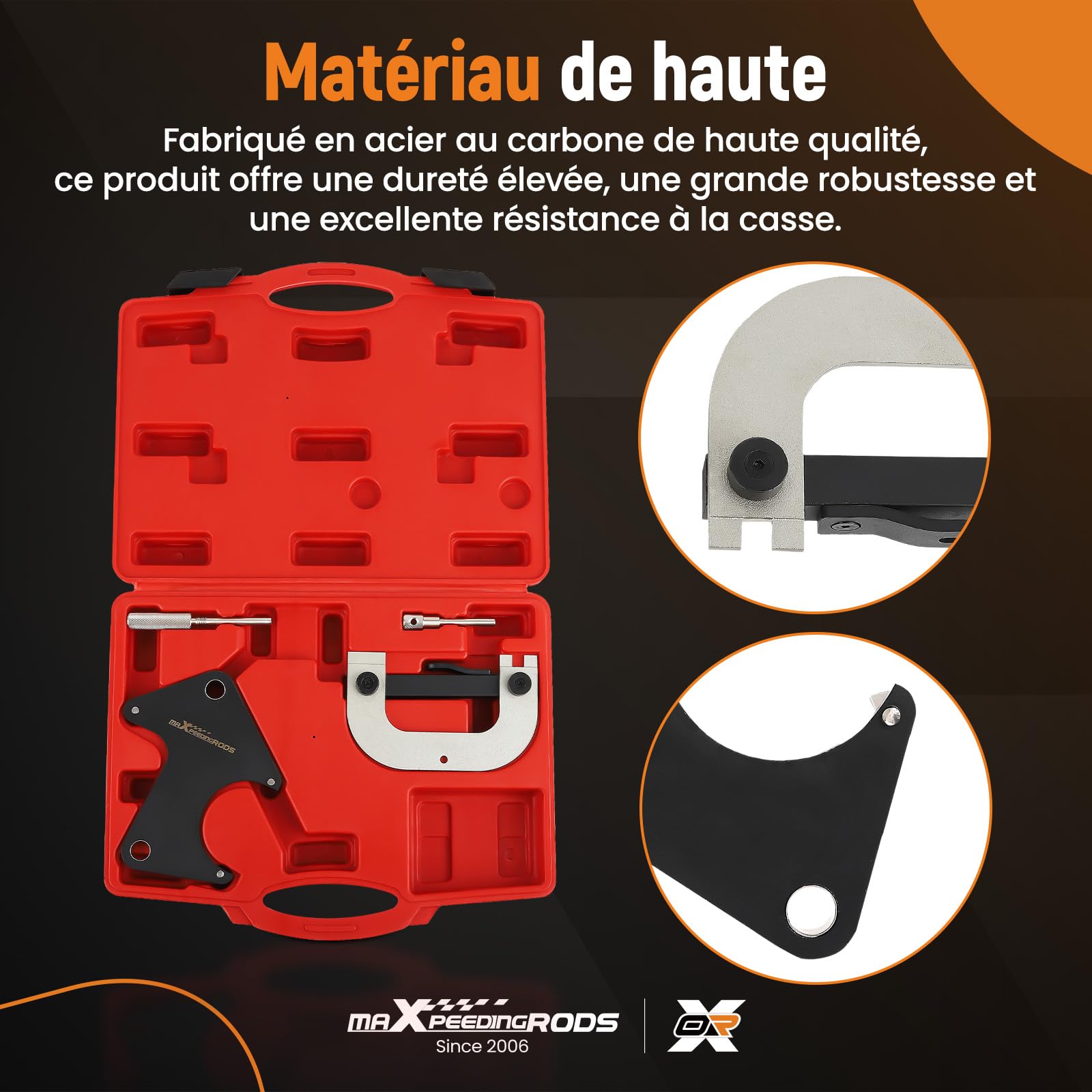 maXpeedingrods Outil de réglage moteur, d'arbre à cames pour Renault Clio/Laguna/Megane 1,4 1,6 1,8 2,0 16V ; K4J K4M F4P F4R, pour Espace Scenic MOT 1496 1490 1490-01 1054/861/863 1489 Rouge