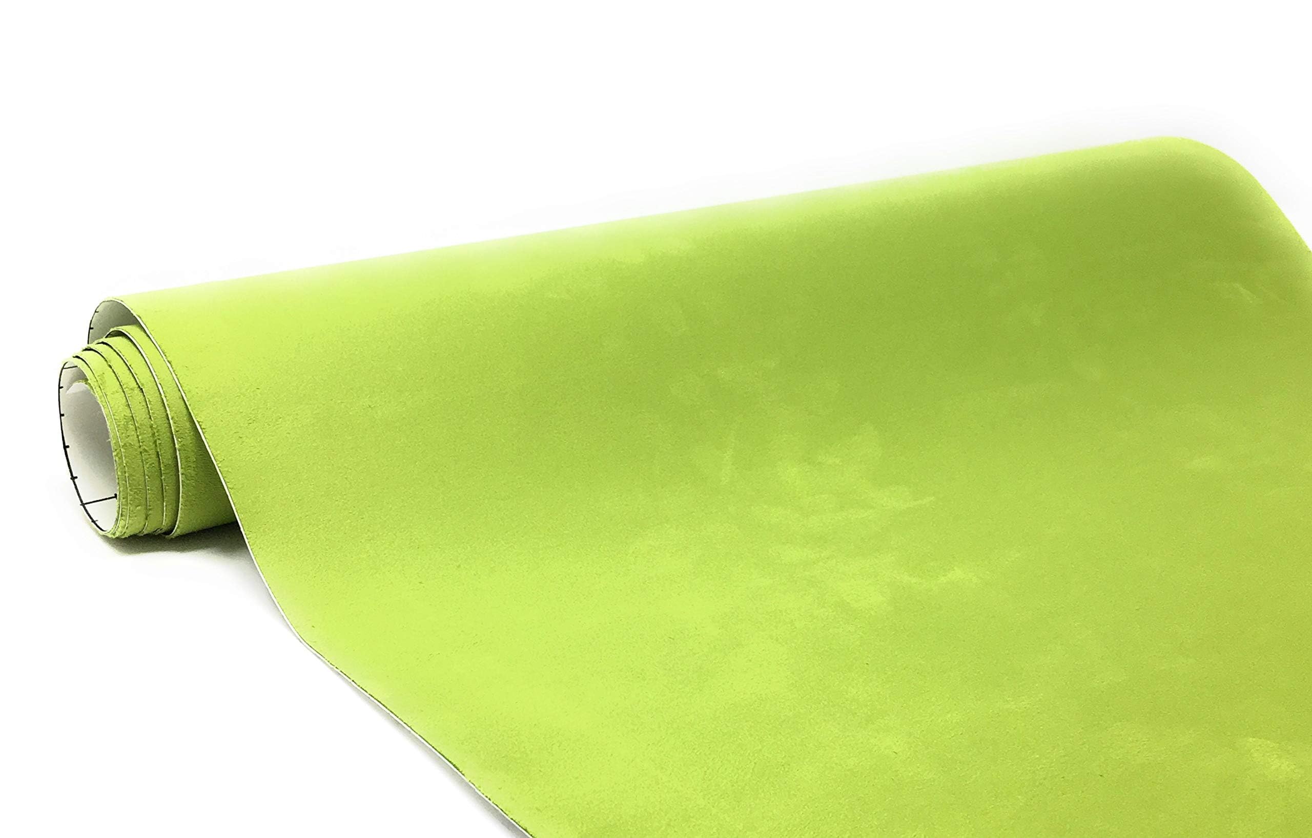 Suede Fabric Wrap - Self Adhesive Film Sticker Silky Decal Sheet for Car Interior Furniture Upholstery DIY Elastic Stretch Peel and Stick (Lime, 17.5 in x 70 inch)