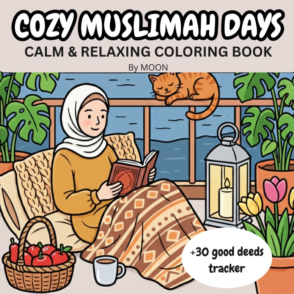 Cozy Muslimah Days: Cute and Comfy Coloring Pages of a Hijabi Girl for Adults and Teens, Calm and Relaxing Everyday Life, Ramadan Moments