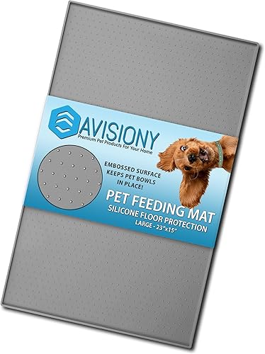 Miniatura 7 de Tapete de alimentación para perros para pisos, impermeable, antideslizante, con bordes elevados para evitar derrames, bandeja marrón de 22 x 14