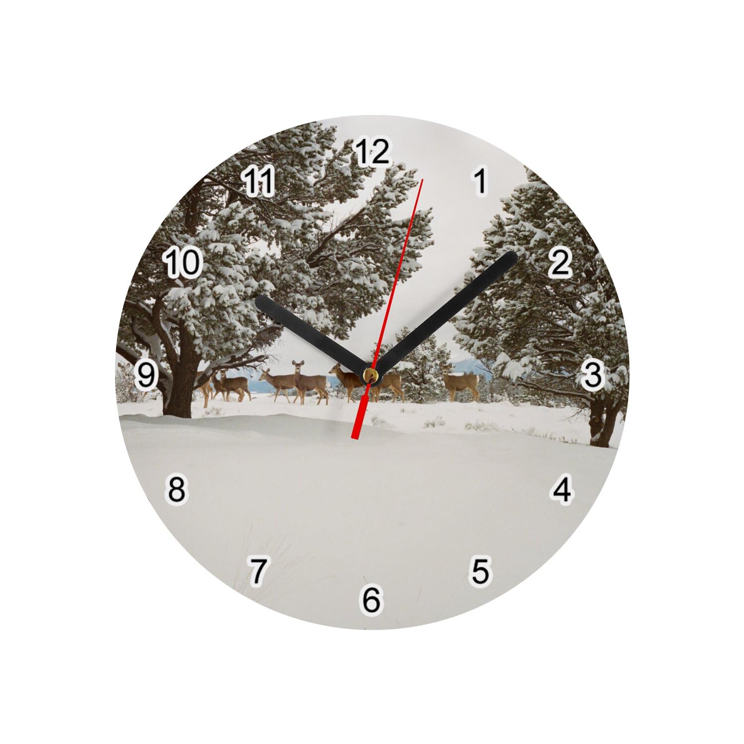 Horloge murale en verre idee cadeau paysage d'hiver 20 cm