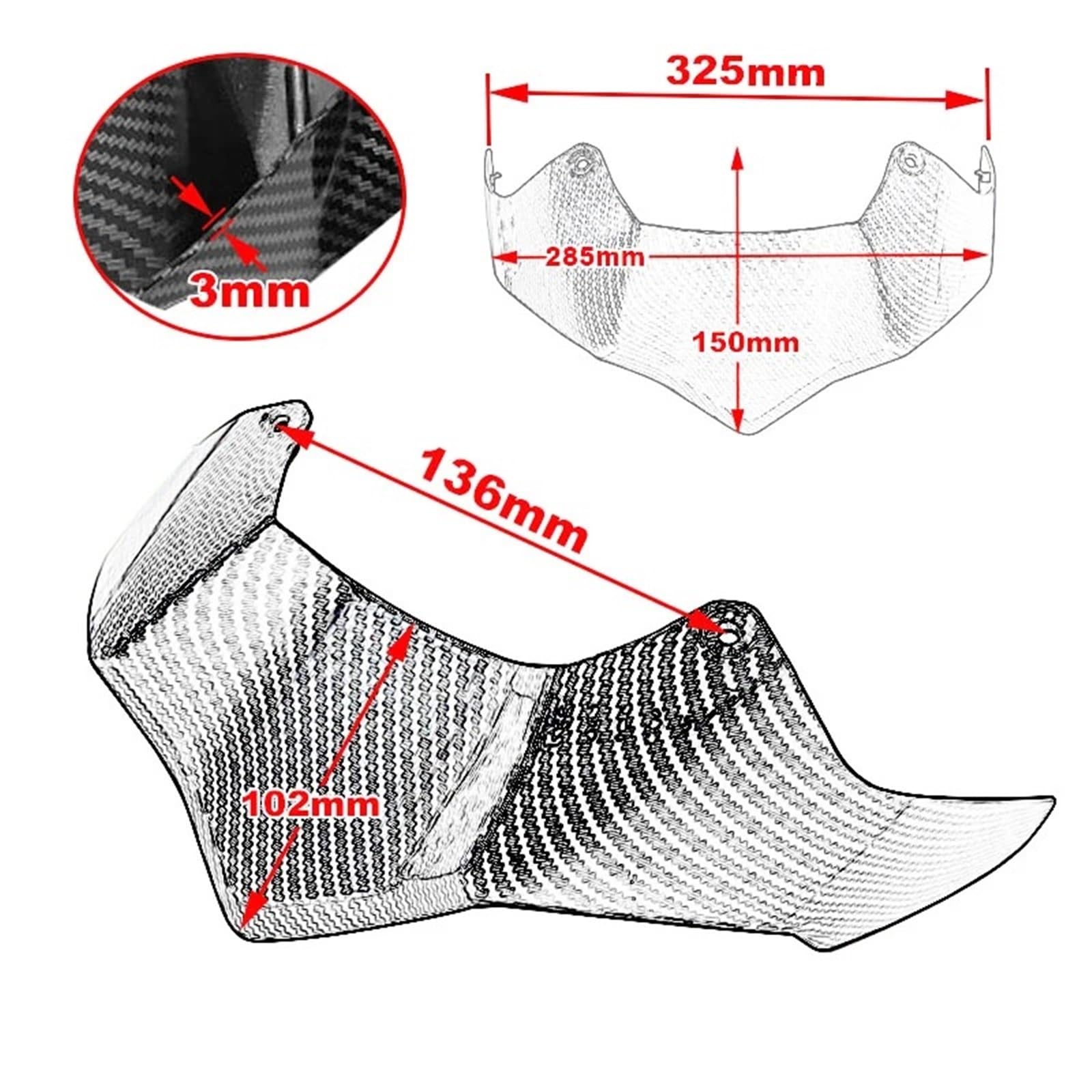 Moto Wind Wing Per Kawasaki Z900 2017 2018 2019 Moto ABS Faro Anteriore Cupolino Estensione Alette Aerodinamiche Ala Spoiler Per Moto(Unpainted)