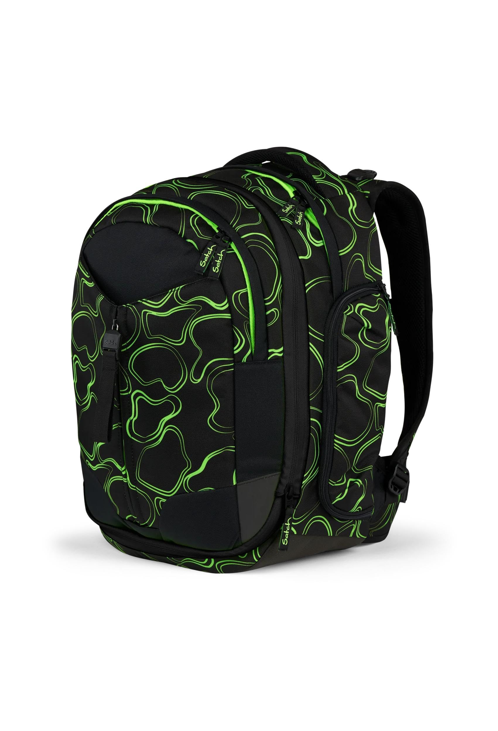 Satch Match Bundle ab 5. Klasse, ergonomisch, 3-teilig, 35 L Stauraum, standfest, Organisationstalent Green Supreme - Schwarz